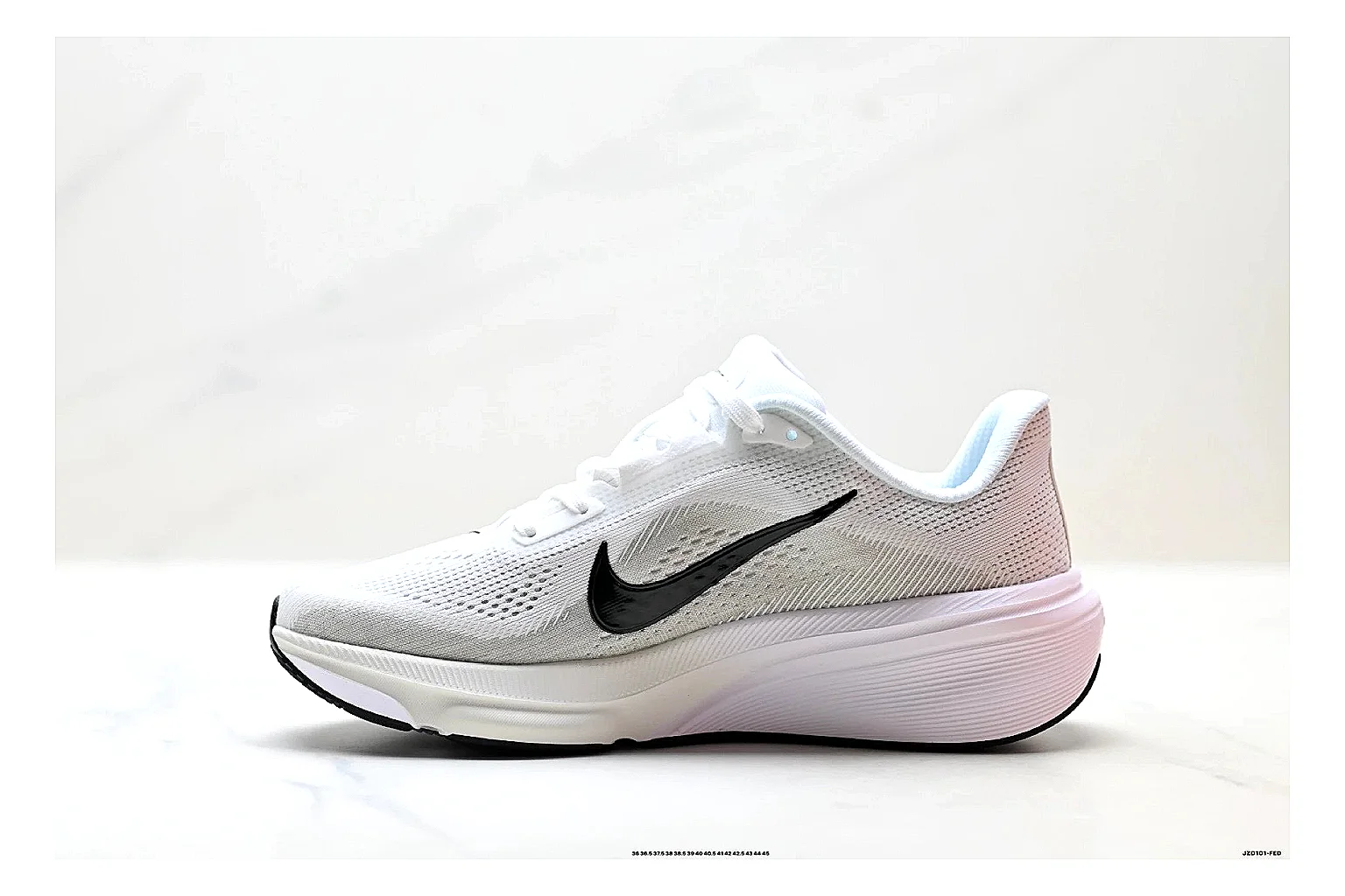 Nike Air Zoom Pegasus White Pink Sneakers spreadsheet record image with white pink running sneakers with mesh texture, side-profile shape, upper panel lines, and outsole detail thumbnail 6