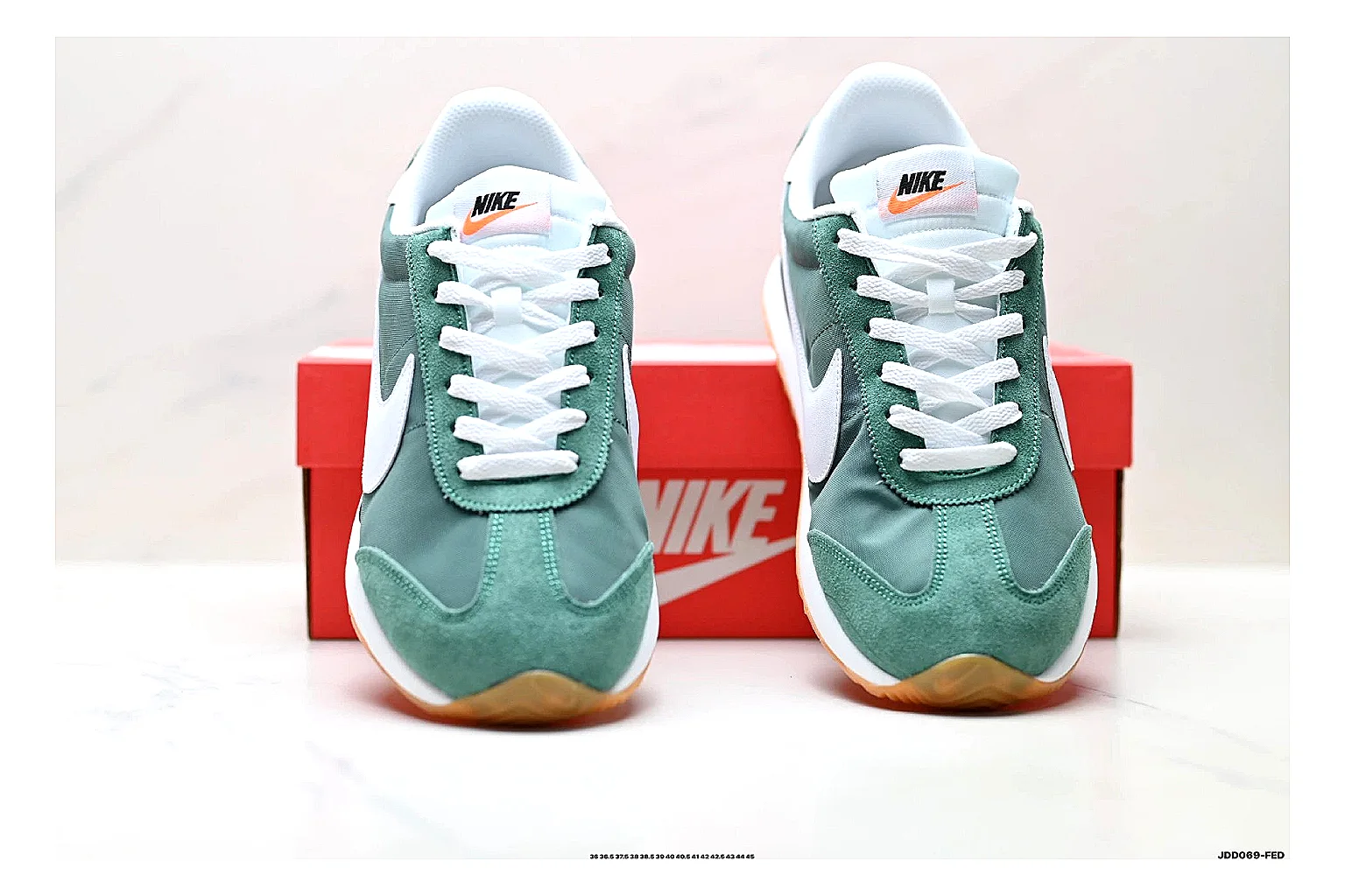 Nike Cortez Green White spreadsheet record photo showing green white leather low-top upper, slim retro runner profile, Swoosh detail, and classic Cortez sole thumbnail 5