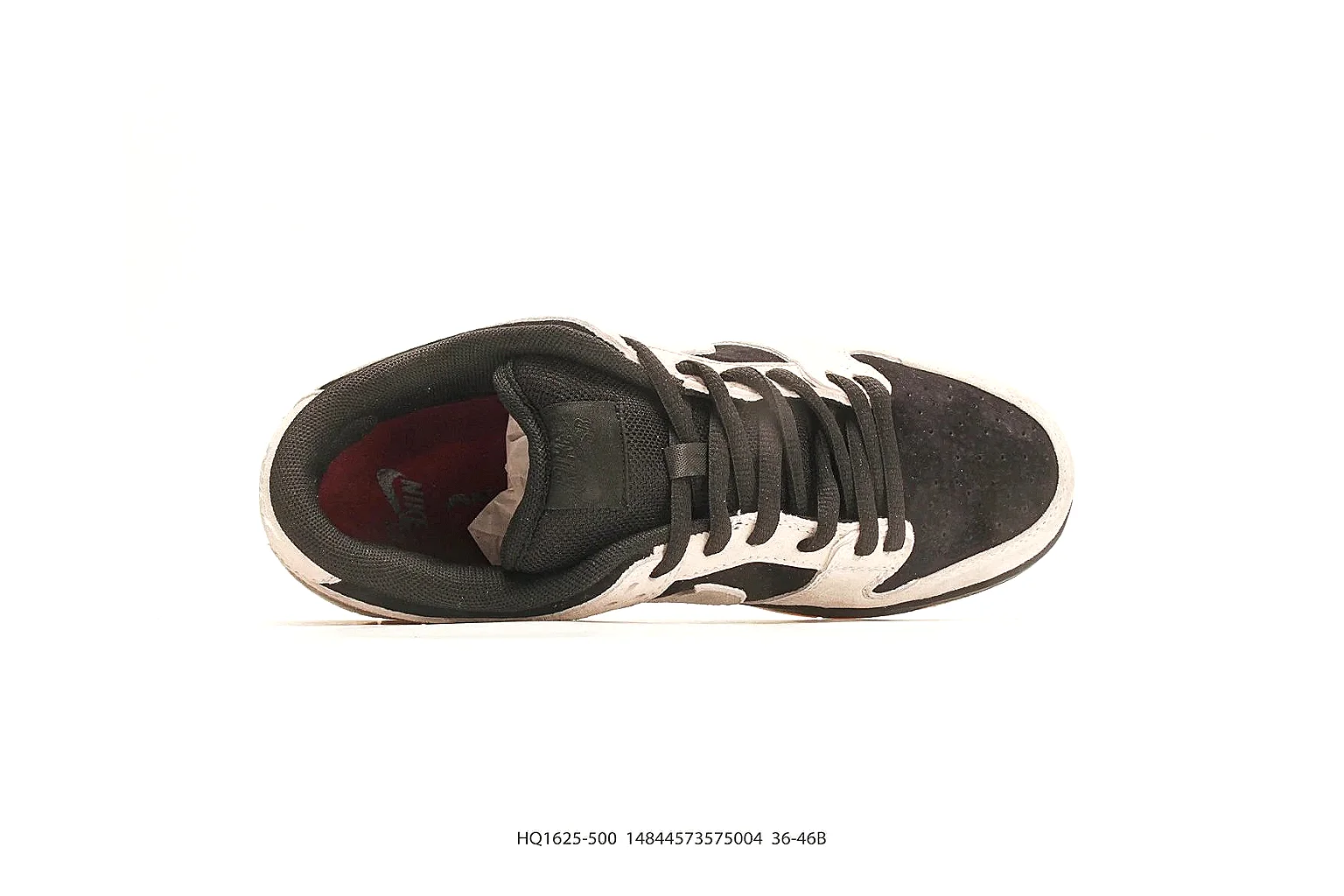 Nike Dunk Low Beige Black spreadsheet record photo showing beige and black leather panels, low Dunk shape, padded collar, and basketball-retro sole thumbnail 2