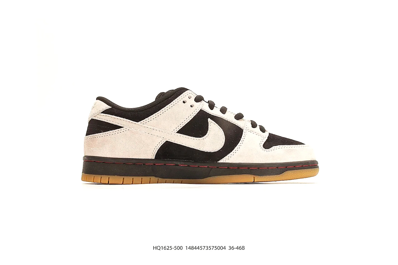 Nike Dunk Low Beige Black spreadsheet record photo showing beige and black leather panels, low Dunk shape, padded collar, and basketball-retro sole thumbnail 6