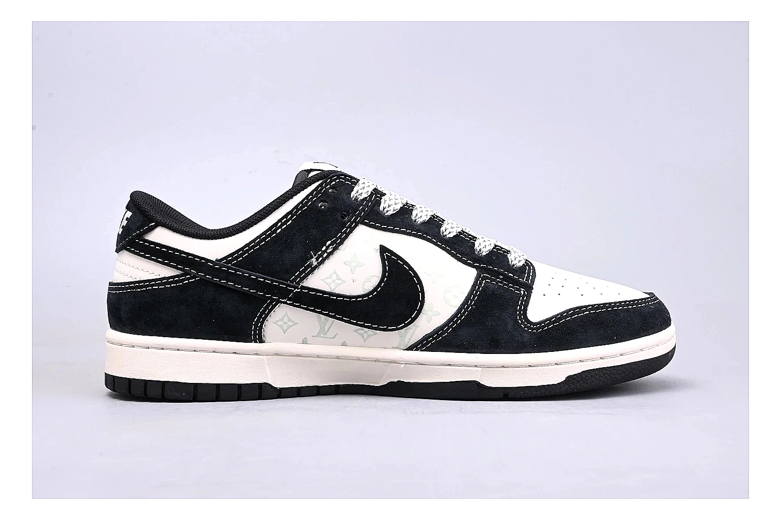 Nike Dunk Low Black White spreadsheet record photo showing black and white leather panels, low Dunk silhouette, padded collar, and basketball-retro sole thumbnail 6