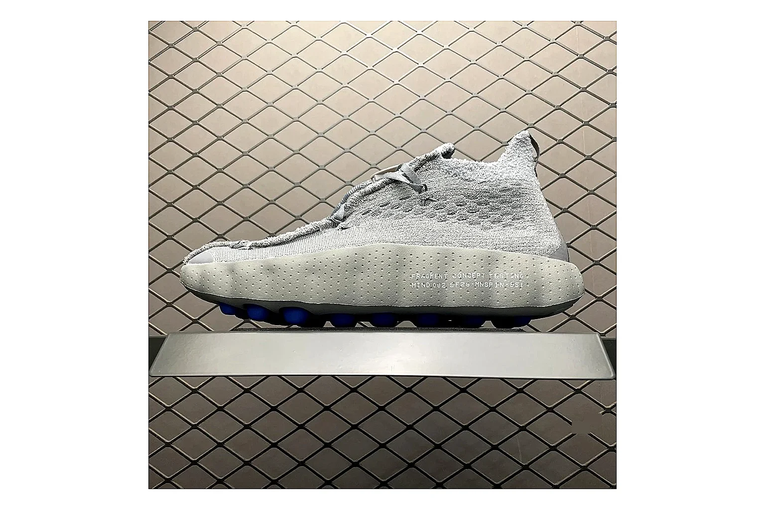Nike Fragment Waffle Racer Grey Sheetbase record image with grey waffle racer runner with mixed upper and runner shape