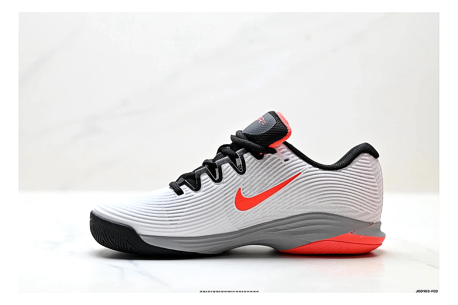 Nike Kd Trey White Red spreadsheet record photo showing white textile basketball upper, red accents, low modern court shape, and supportive sole thumbnail 2