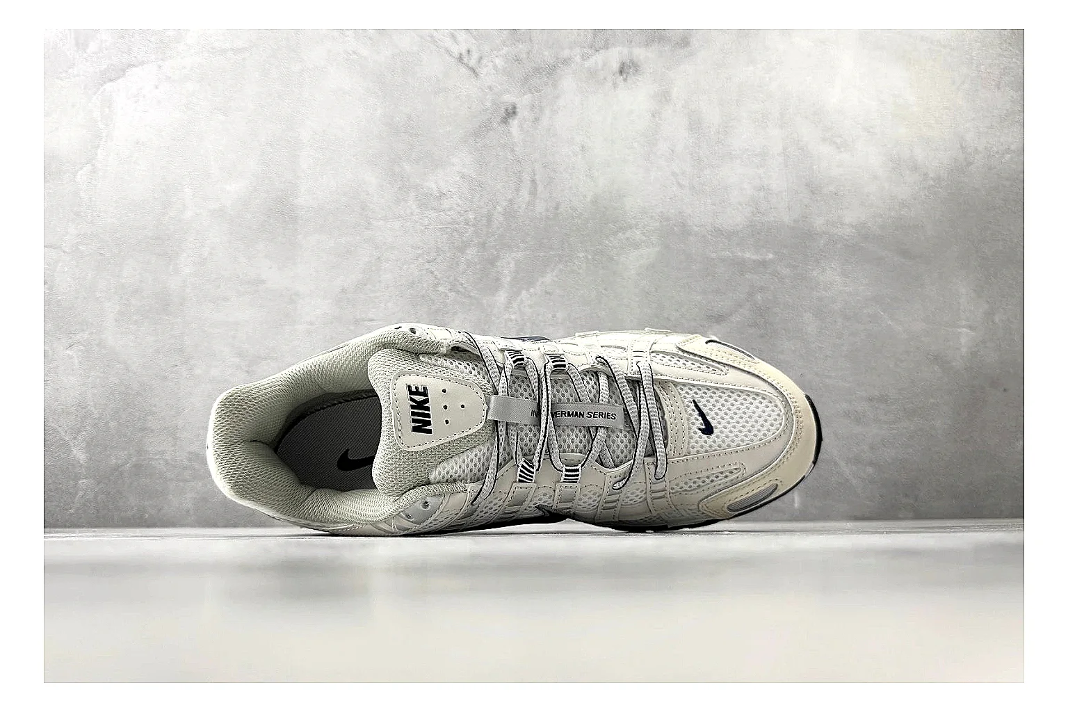 Nike P-6000 Cream Silver Sneaker Sheetbase record image with silver cream p-6000 runner with mixed upper and runner shape thumbnail 2