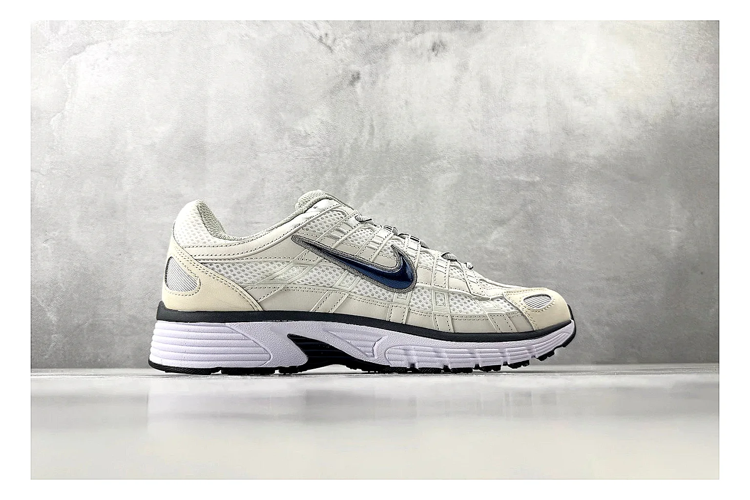 Nike P-6000 Cream Silver Sneaker Sheetbase record image with silver cream p-6000 runner with mixed upper and runner shape thumbnail 6