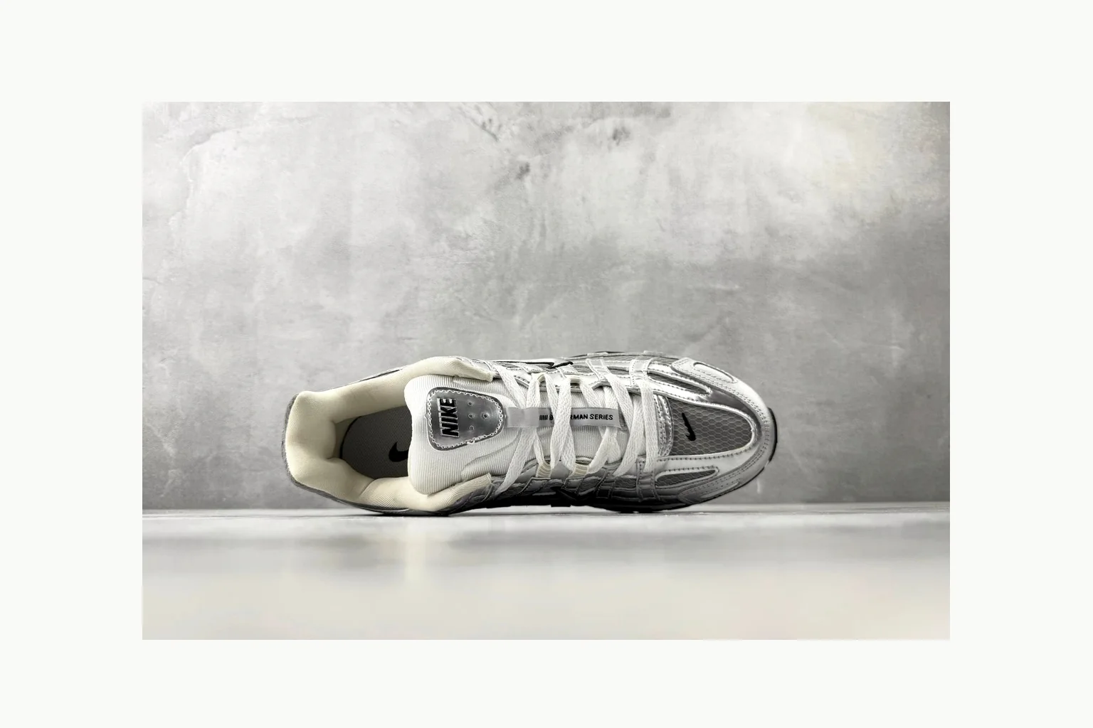 Nike P-6000 Silver Grey Sneaker Sheetbase record image with grey silver p-6000 runner with mixed upper and runner shape thumbnail 2
