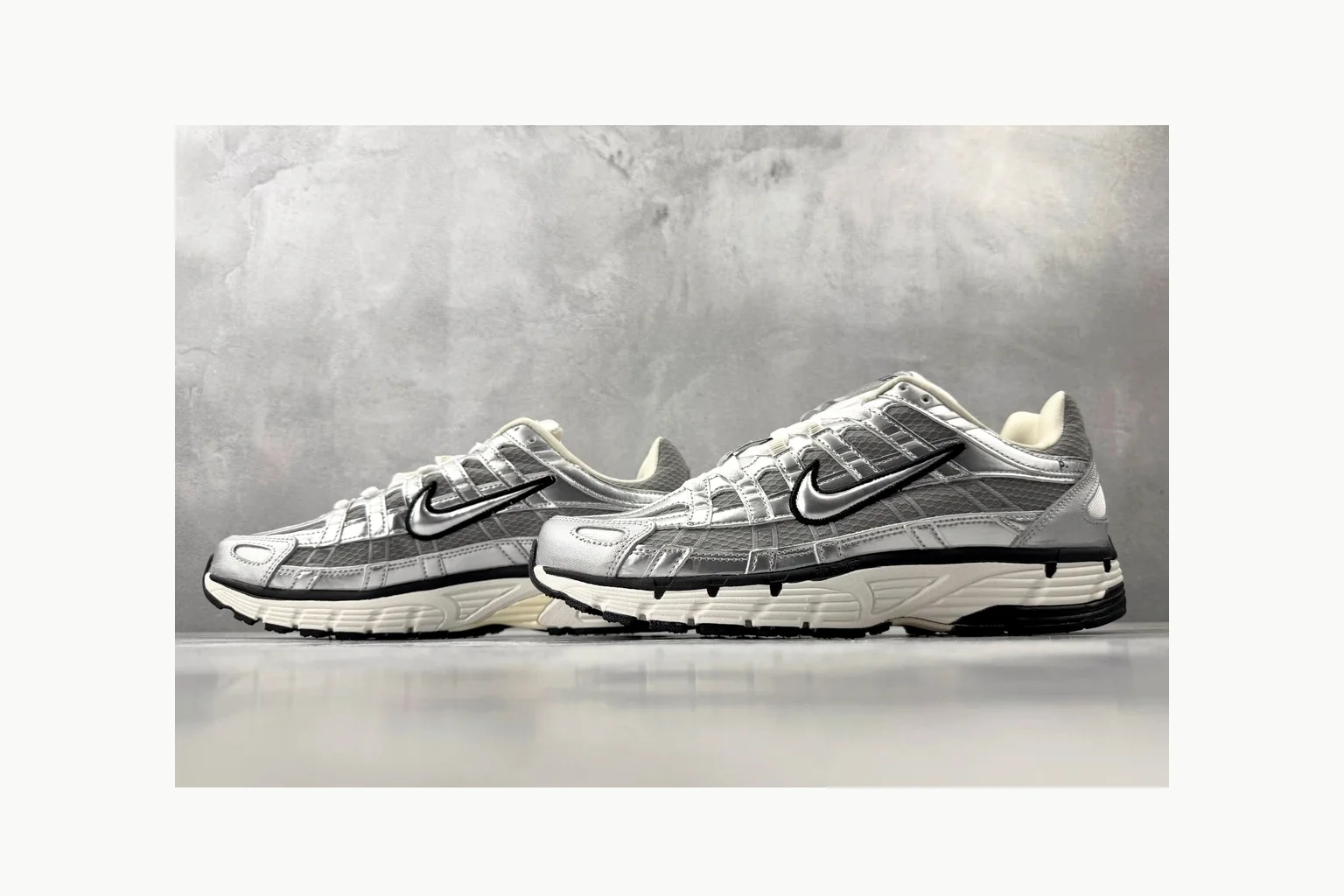 Nike P-6000 Silver Grey Sneaker Sheetbase record image with grey silver p-6000 runner with mixed upper and runner shape thumbnail 4
