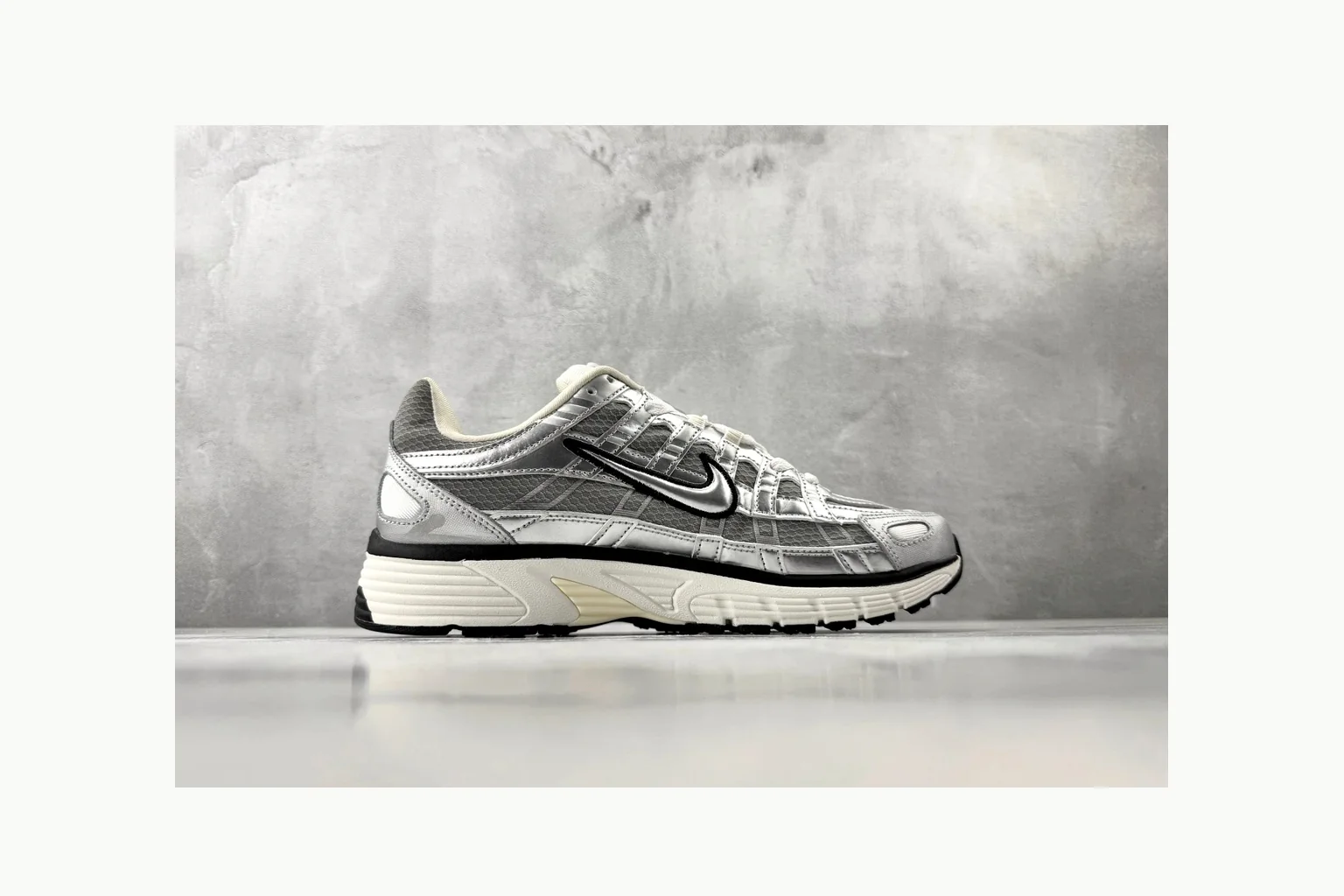 Nike P-6000 Silver Grey Sneaker Sheetbase record image with grey silver p-6000 runner with mixed upper and runner shape thumbnail 6