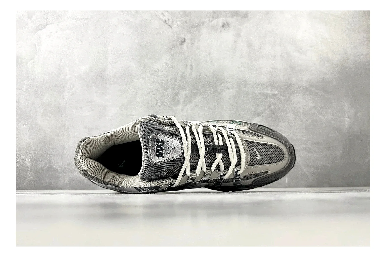 Nike P-6000 White Silver Sneaker Sheetbase record image with white silver p-6000 runner with mixed upper and runner shape thumbnail 2