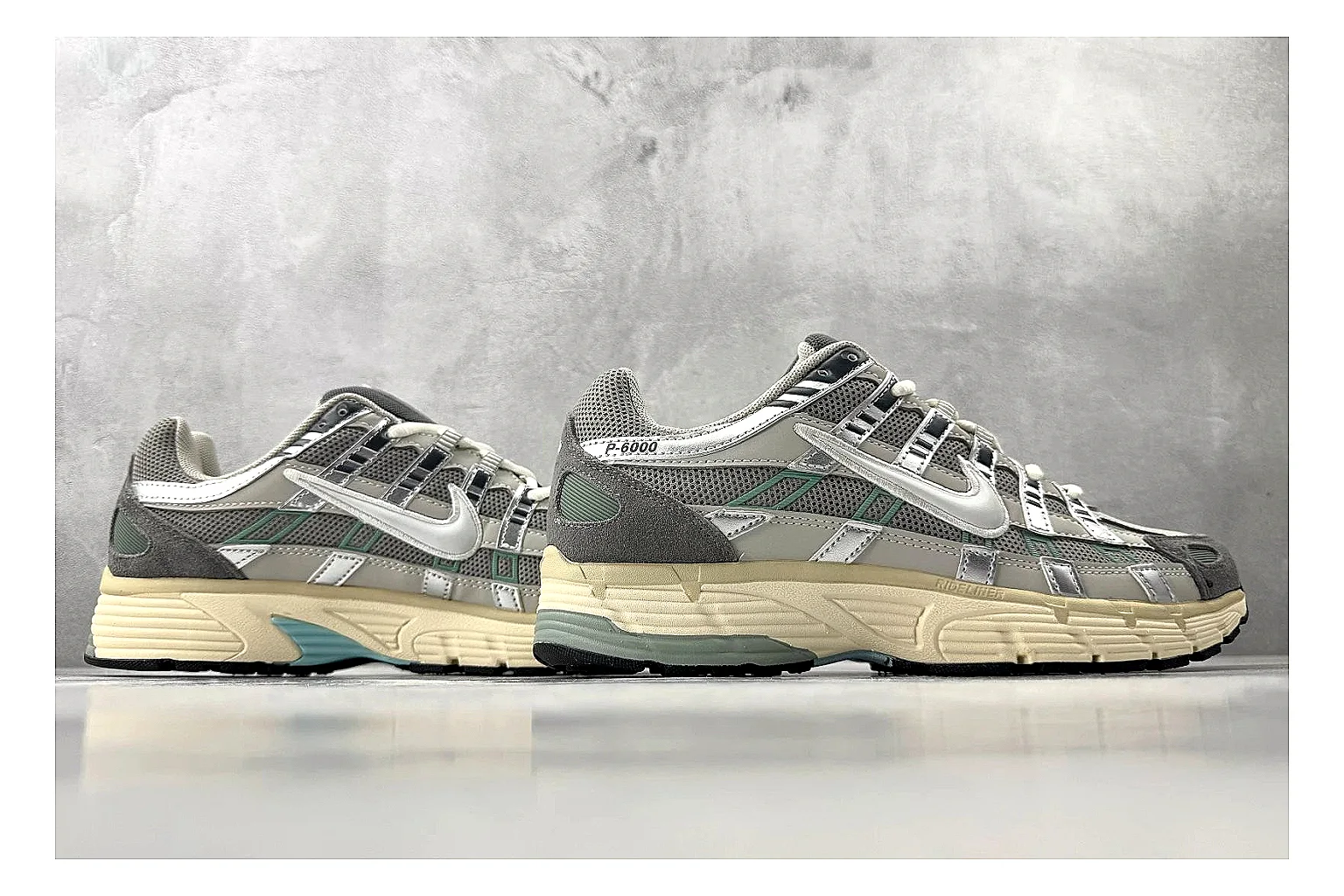 Nike P-6000 White Silver Sneaker Sheetbase record image with white silver p-6000 runner with mixed upper and runner shape thumbnail 5