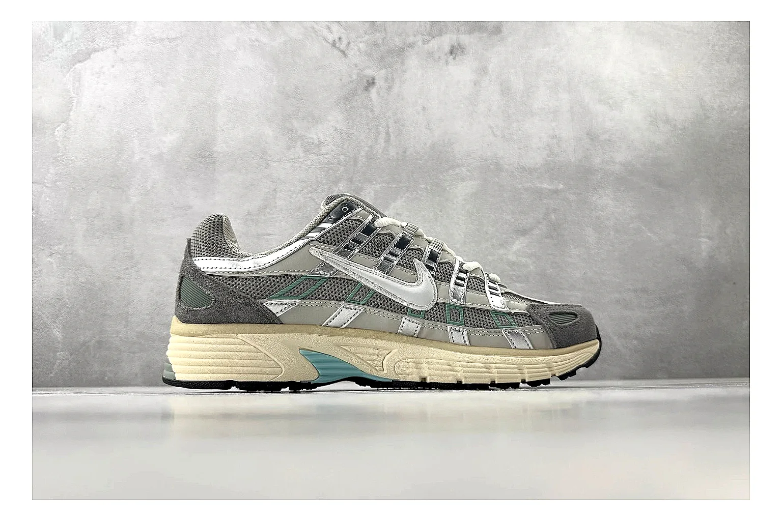 Nike P-6000 White Silver Sneaker Sheetbase record image with white silver p-6000 runner with mixed upper and runner shape thumbnail 6