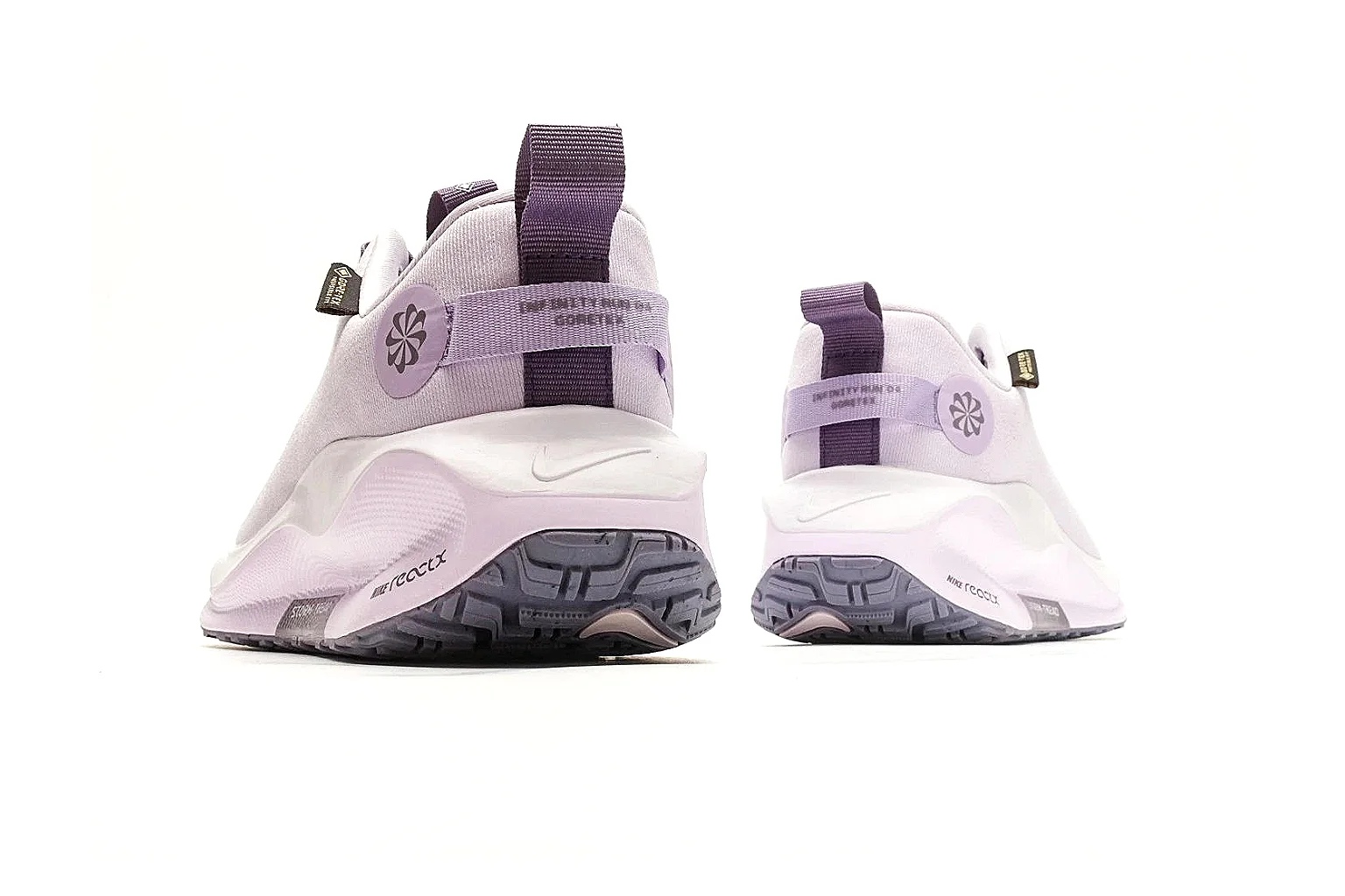 Nike ReactX GORE-TEX Lilac Sneakers spreadsheet record photo showing lilac textile upper, small Swoosh, heel pull tabs, cushioned ReactX-style sole, and weather-ready low profile thumbnail 3