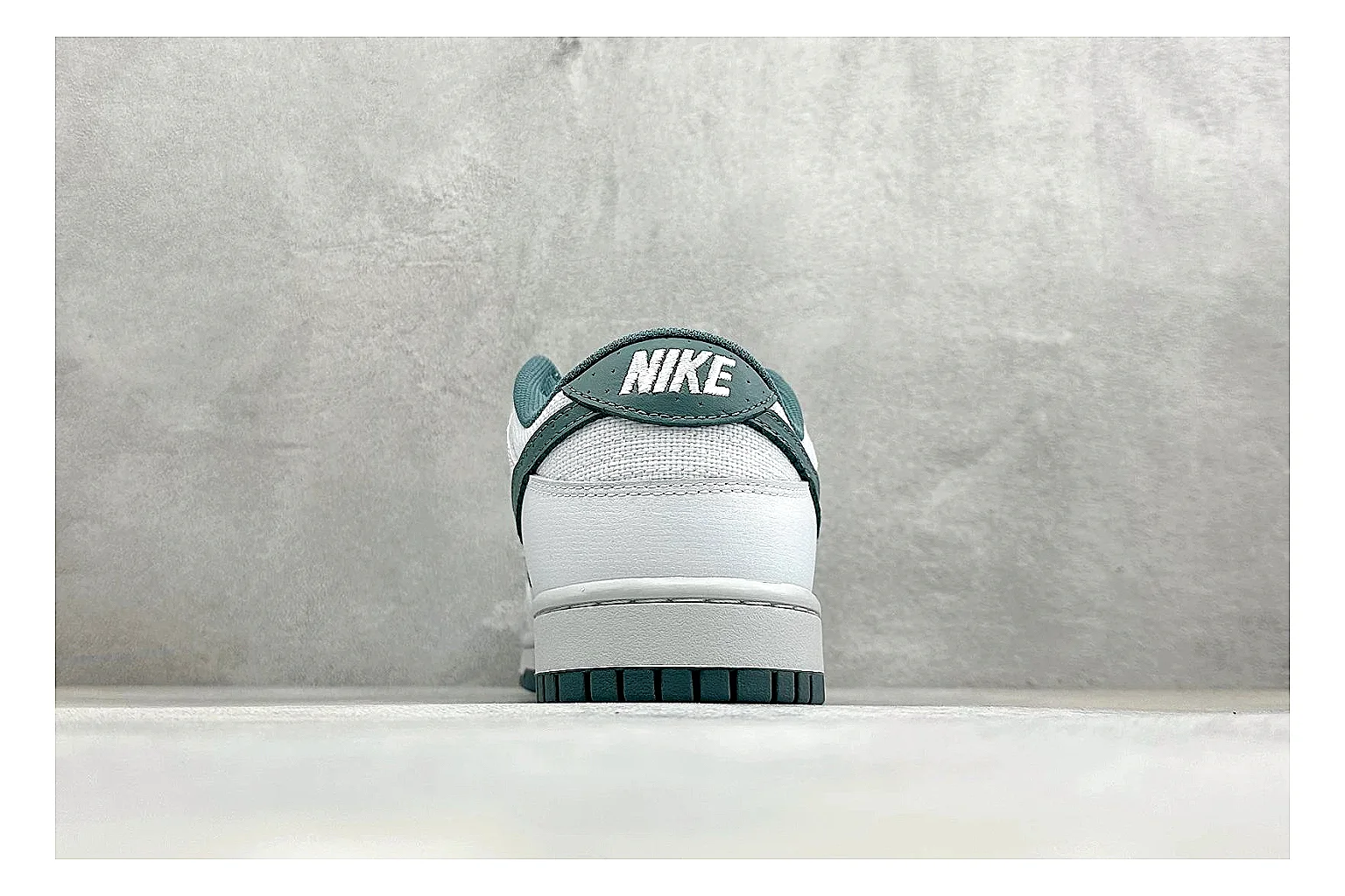 Nike SB Dunk Low White Green spreadsheet record photo showing white low-top skate upper, green Swoosh, padded collar, and classic Dunk sole shape thumbnail 3