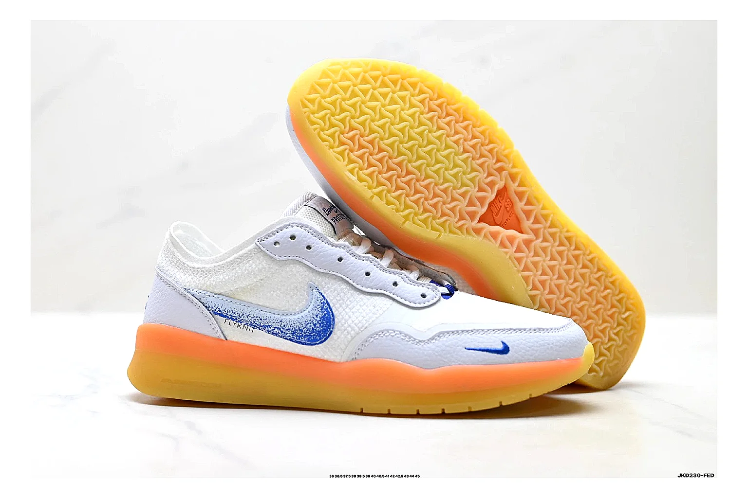 Nike SB PS8 White Blue Sneakers spreadsheet record image with white blue skate sneakers with leather texture, side-profile shape, upper panel lines, and outsole detail thumbnail 5