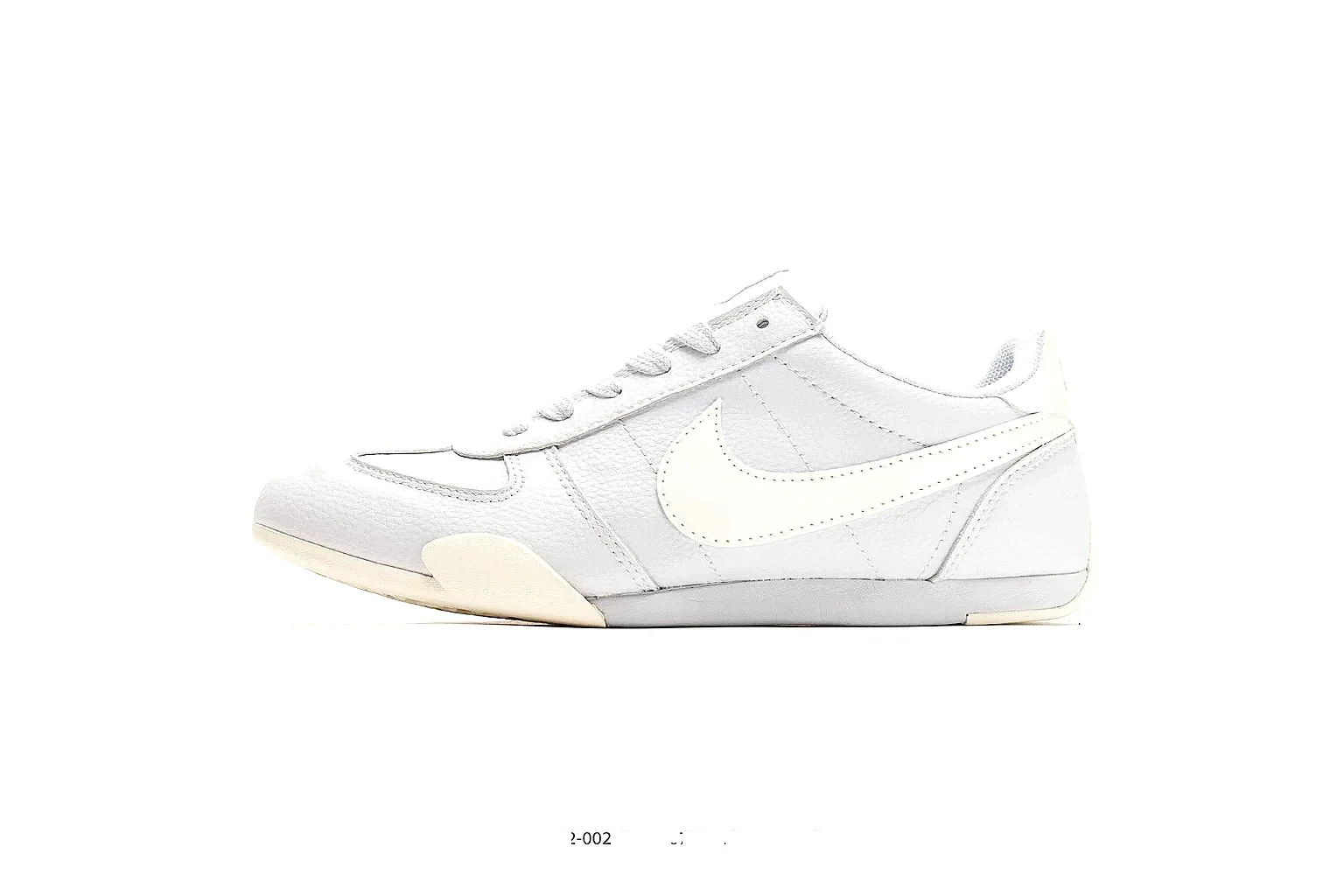 Nike Sprint White Cream Sneakers spreadsheet record image with white cream low-top sneakers with leather texture, side-profile shape, upper panel lines, and outsole detail