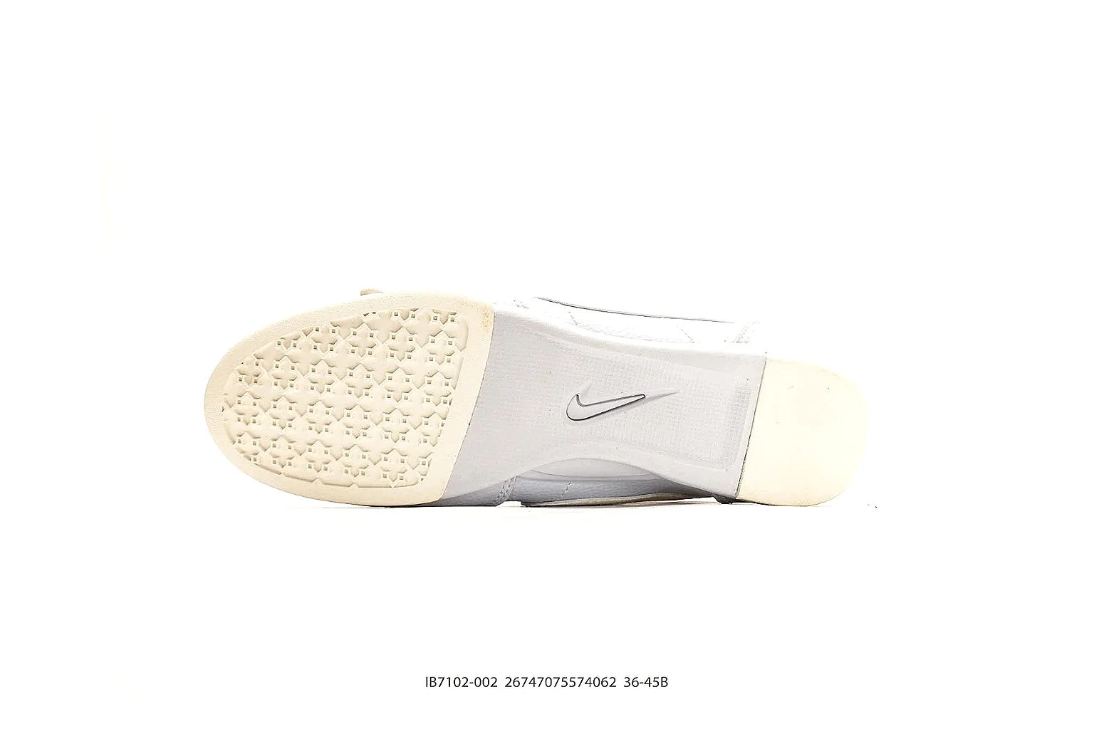 Nike Sprint White Cream Sneakers spreadsheet record image with white cream low-top sneakers with leather texture, side-profile shape, upper panel lines, and outsole detail