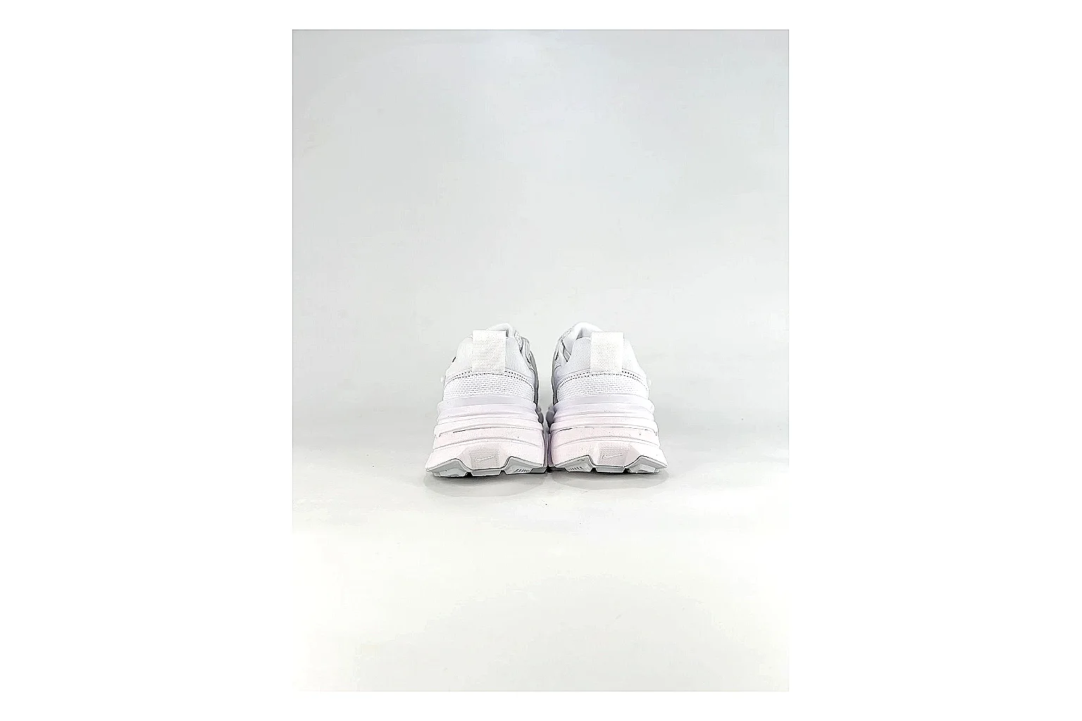 Nike V2K Run White Sneakers spreadsheet record image with white retro runner sneakers with mesh-leather texture, side-profile shape, upper panel lines, and outsole detail thumbnail 3