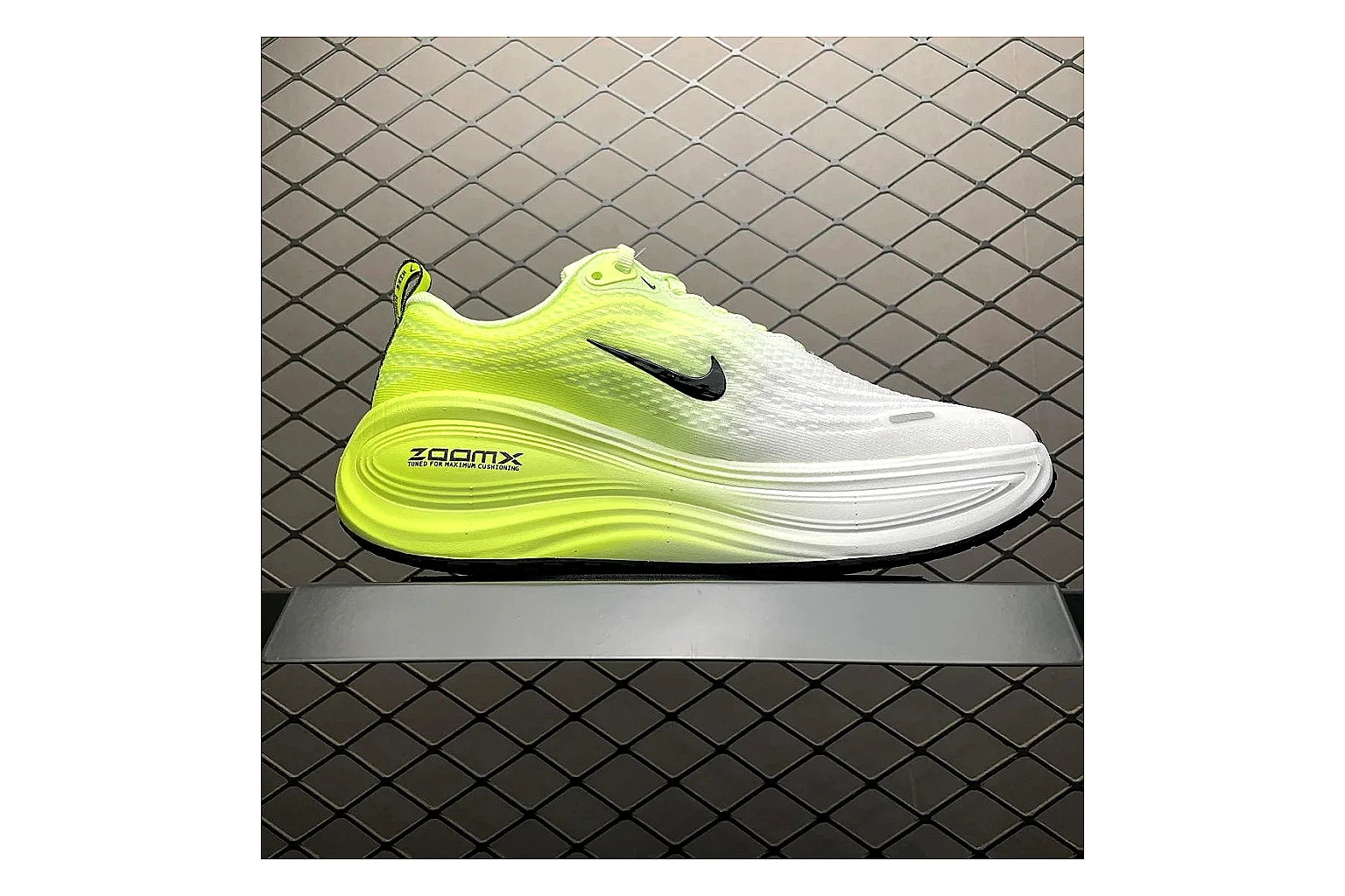 Nike Vomero Plus Volt White Sheetbase record image with white volt vomero plus runner with mixed upper and runner shape thumbnail 2