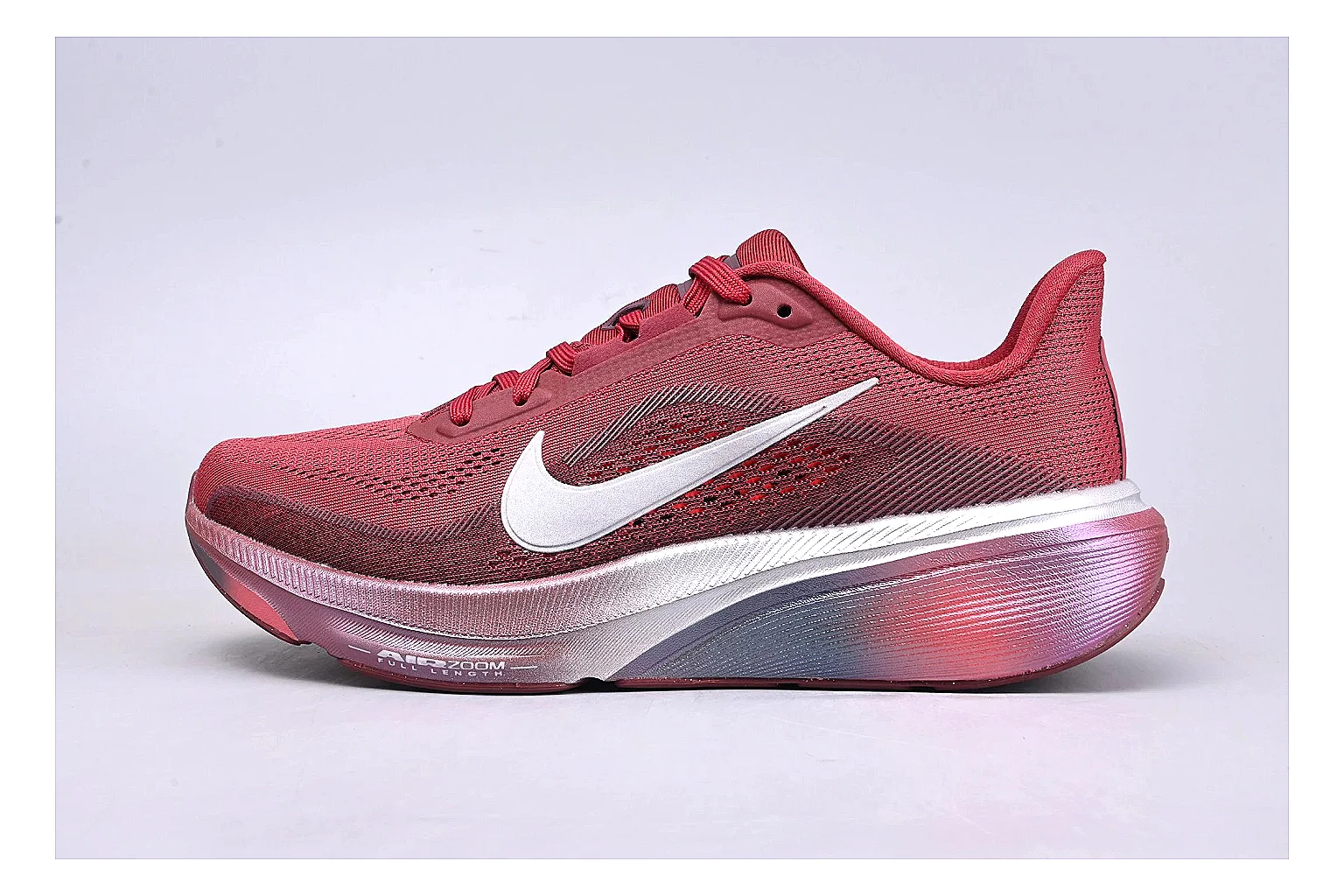 Nike Air Zoom Vomero Red Runner Sheetbase record image with red vomero runner with mixed upper and runner shape