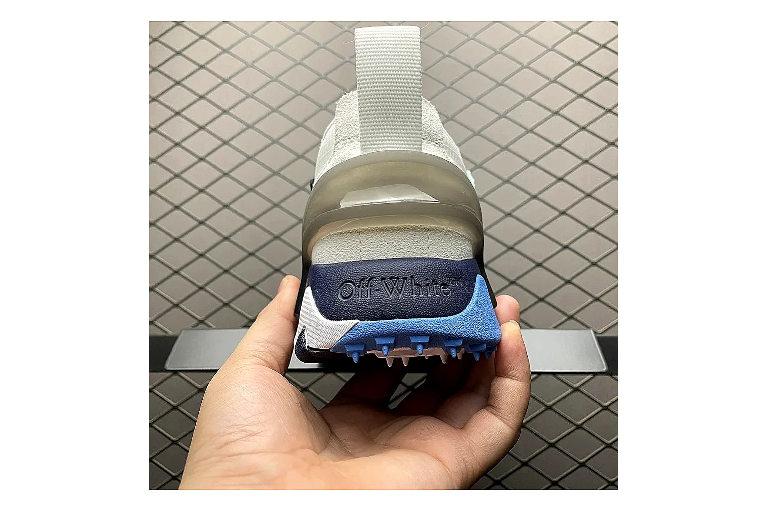 Off-White Out Of Office White Navy Sheetbase record image with white navy out-of-office low-top with mixed upper and low top shape thumbnail 6
