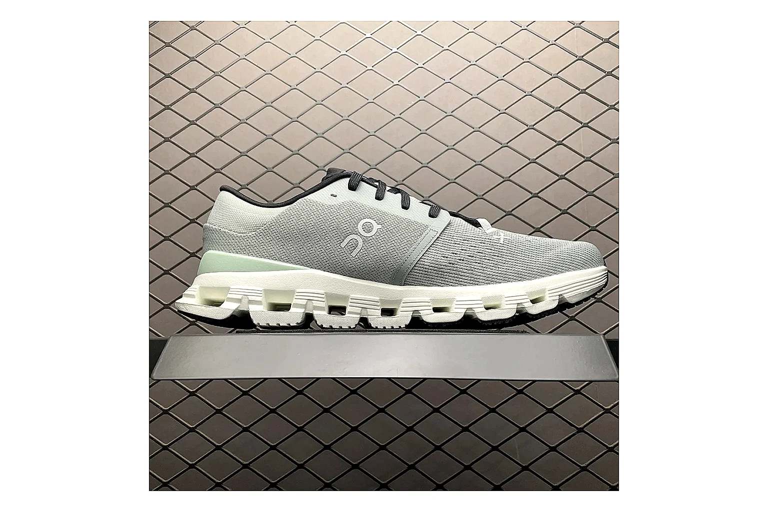 On Cloud X Grey Green Sneaker Sheetbase record image with grey green cloud x trainer with mixed upper and trainer shape thumbnail 2