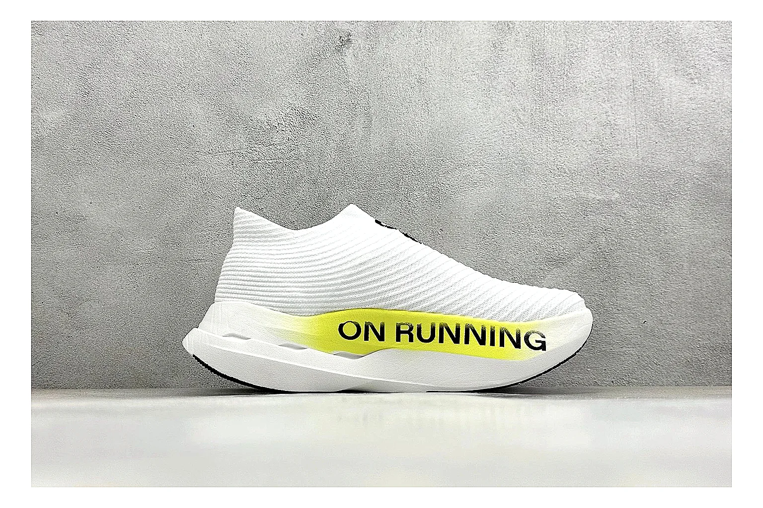 On Cloudboom White Lime spreadsheet record photo showing white performance mesh, lime gradient accents, slim racing profile, and segmented CloudTec sole thumbnail 6