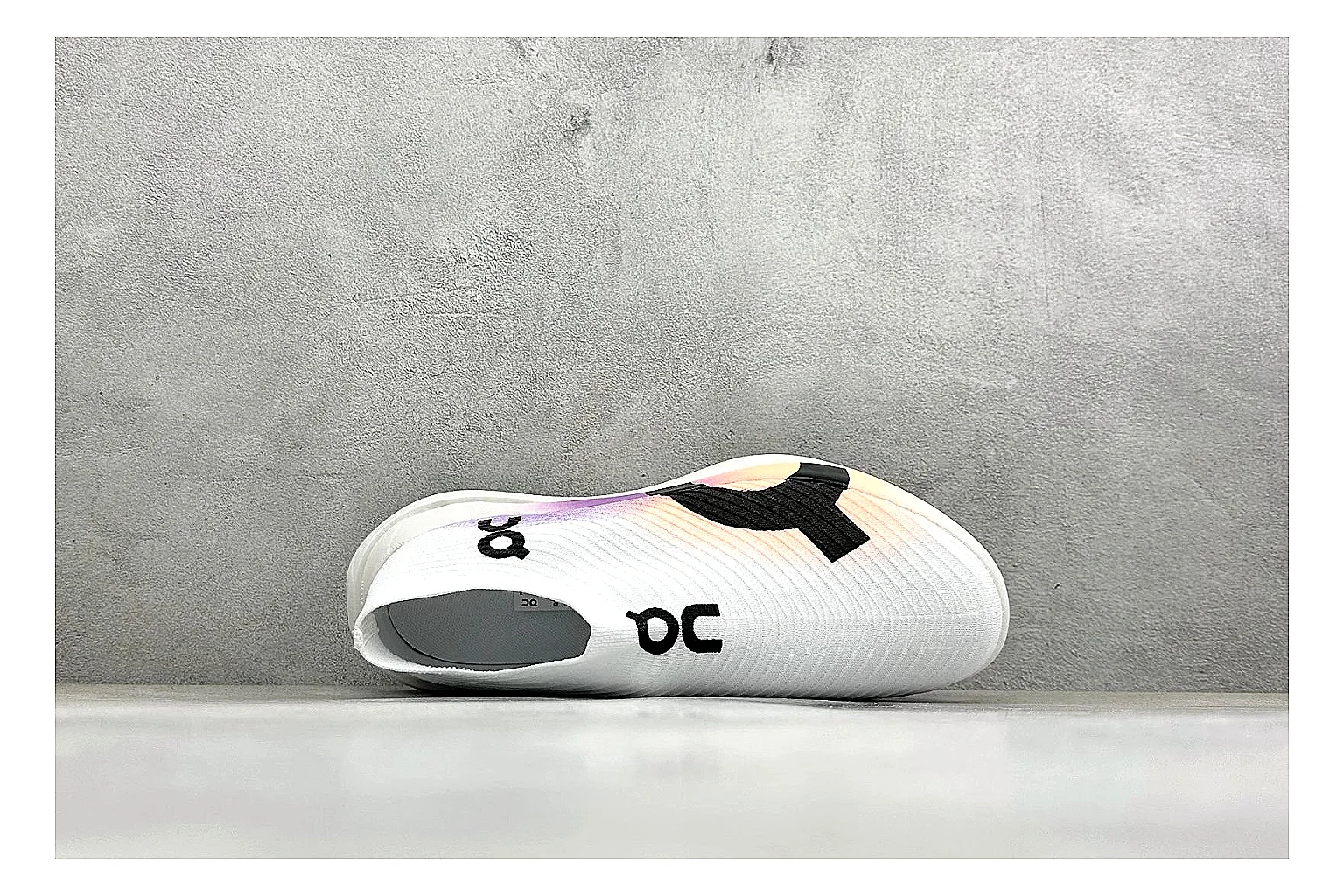 On Cloudboom White Peach spreadsheet record photo showing white performance mesh, peach gradient accents, slim racing profile, and segmented CloudTec sole thumbnail 2
