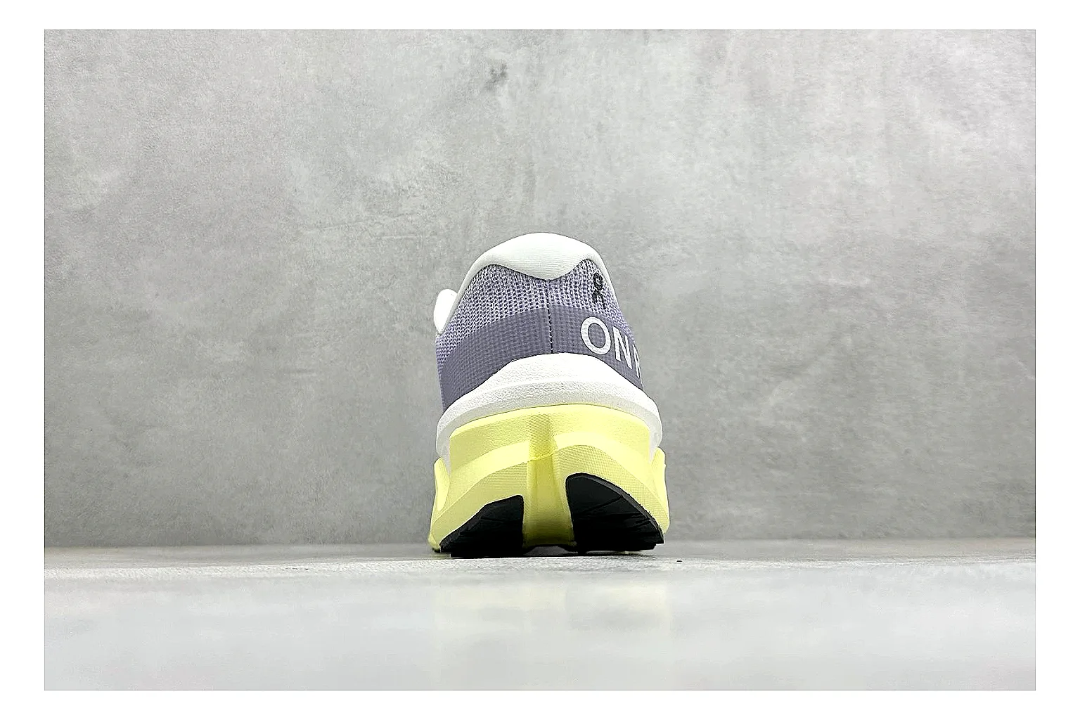 On Cloudmonster Lavender Lime spreadsheet record photo showing lavender runner upper, lime accent hits, oversized CloudTec pod sole, and soft technical color mix thumbnail 3