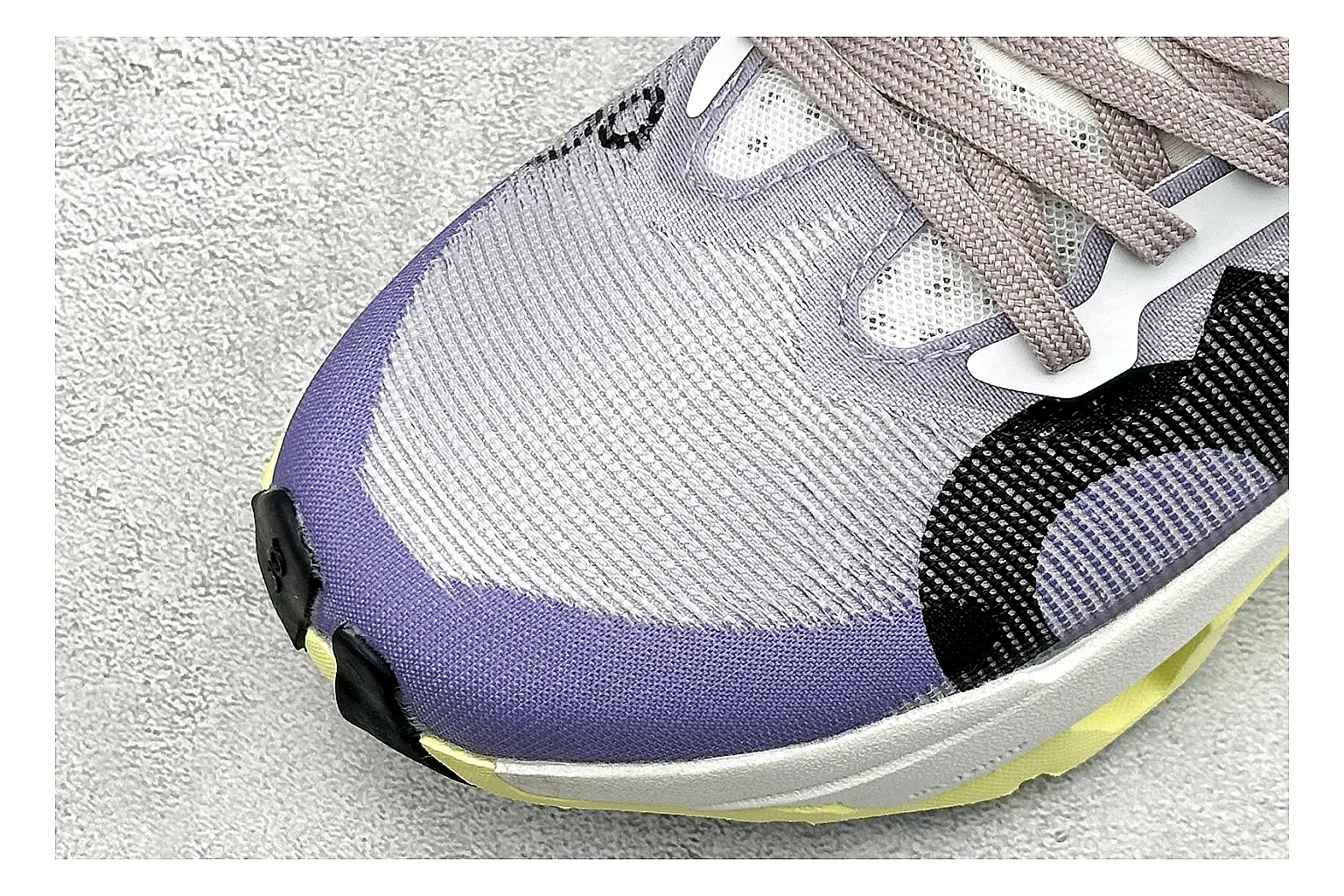 On Cloudmonster Lavender Lime spreadsheet record photo showing lavender runner upper, lime accent hits, oversized CloudTec pod sole, and soft technical color mix thumbnail 5