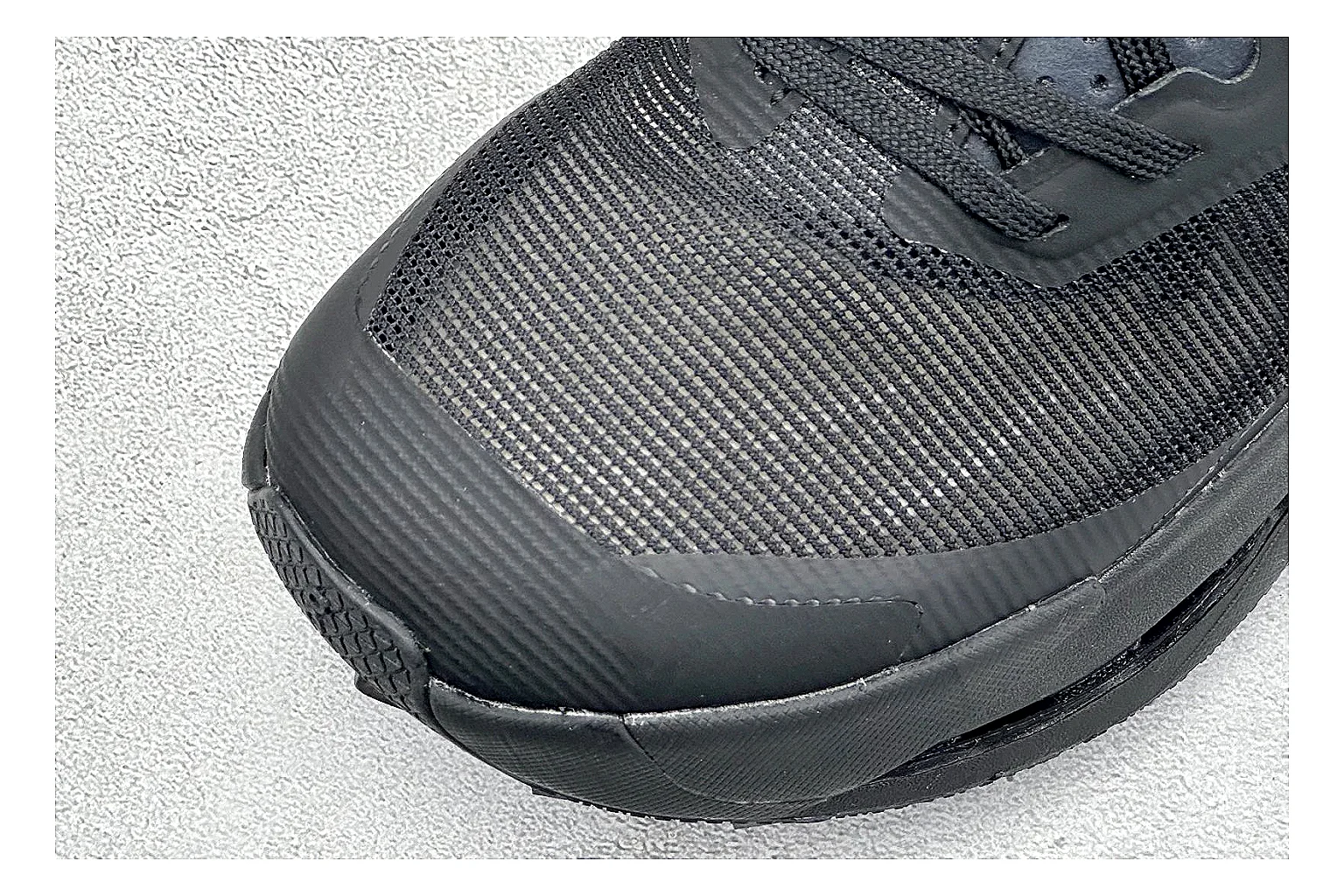 On Cloudmonster Triple Black spreadsheet record photo showing triple black mesh upper, oversized CloudTec sole pods, tonal laces, and rounded runner shape thumbnail 5