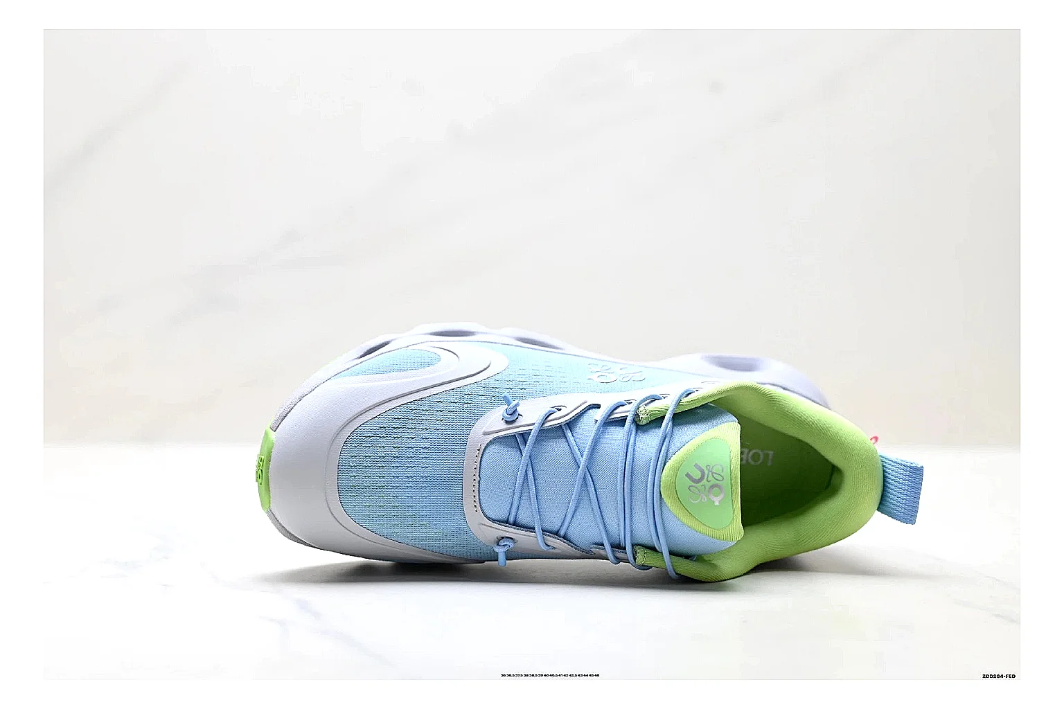 On Cloudsurfer Sky Blue Green Sneakers spreadsheet record image with sky blue green running sneakers with mesh texture, side-profile shape, upper panel lines, and outsole detail thumbnail 2