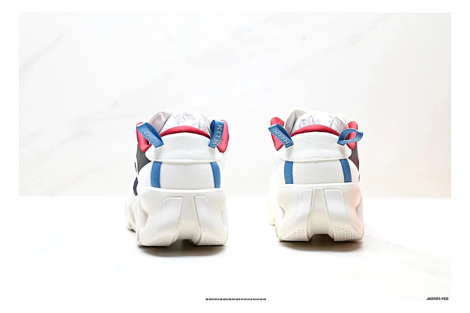 On Cloudswift K-Tech 2 White Blue Red Sneakers spreadsheet record image with white blue red running sneakers with mesh texture, side-profile shape, upper panel lines, and outsole detail thumbnail 3