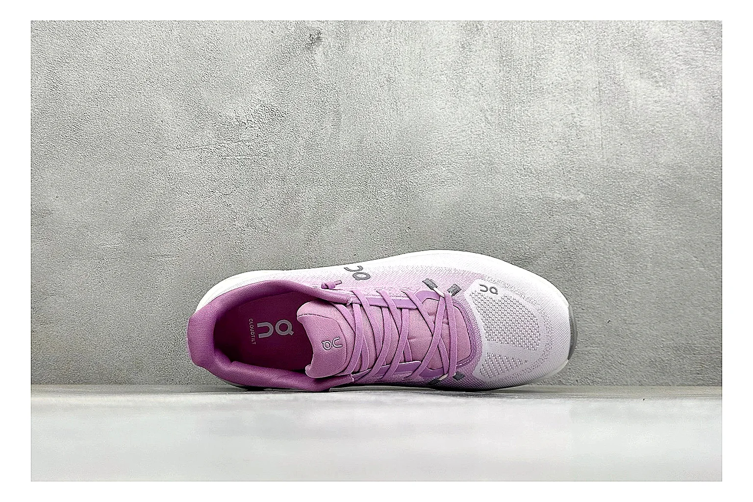 On Cloudtilt Pink spreadsheet record photo showing pink knit-style upper, smooth CloudTec sole, tonal laces, and rounded lifestyle runner shape thumbnail 2