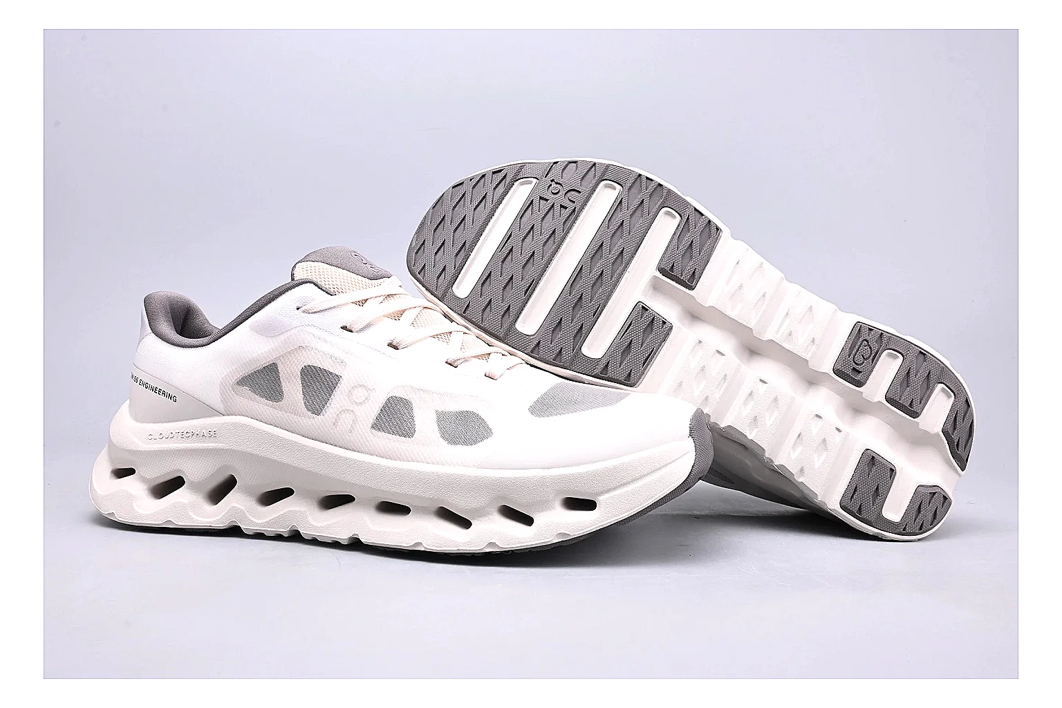 On Cloudtilt White Grey Sneaker Sheetbase record image with white grey cloudtilt lifestyle trainer with mixed upper and trainer shape thumbnail 5