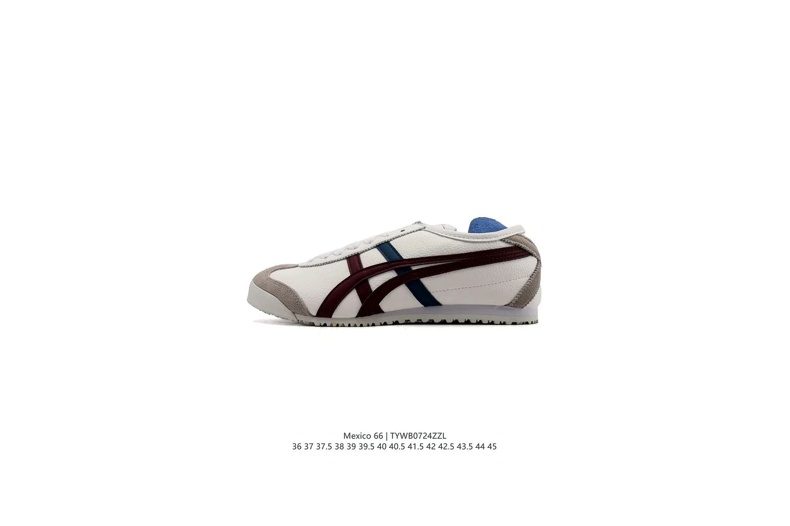 Onitsuka Tiger Mexico 66 White Navy Burgundy slim retro low top six photo view