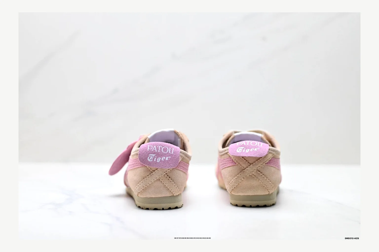 Onitsuka Tiger Beige Pink Sneaker Sheetbase record image with pink beige retro stripe low-top with mixed-material upper and low-profile shape thumbnail 5