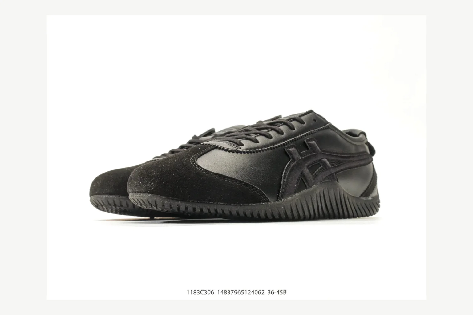 Onitsuka Tiger Black Low Sneaker Sheetbase record image with black retro stripe low-top with mixed-material upper and low-profile shape thumbnail 4