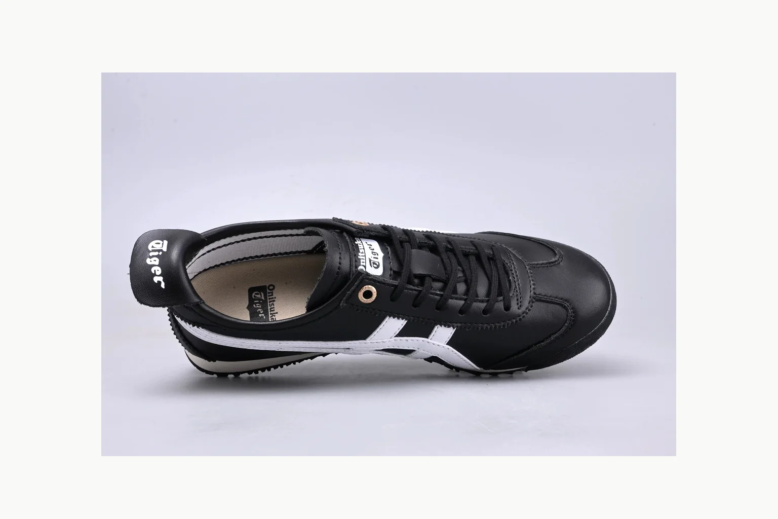 Onitsuka Tiger Black White Sneaker Sheetbase record image with white black onitsuka tiger with mixed upper and low top shape thumbnail 2