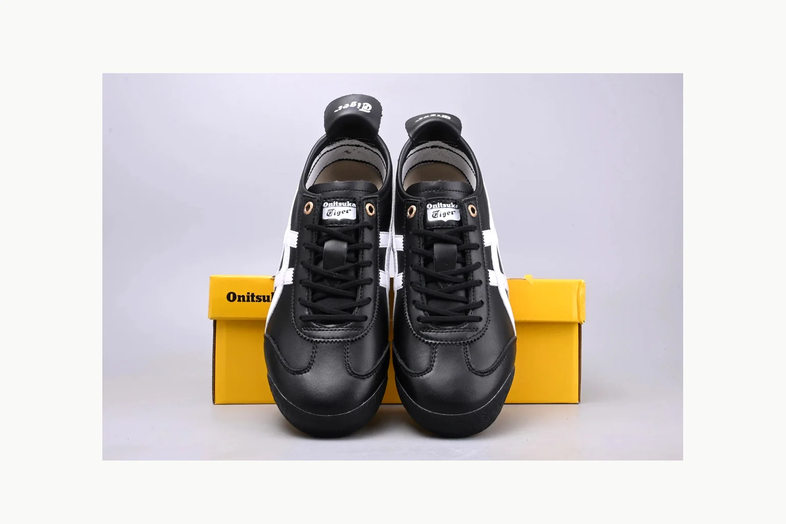 Onitsuka Tiger Black White Sneaker Sheetbase record image with white black onitsuka tiger with mixed upper and low top shape thumbnail 4