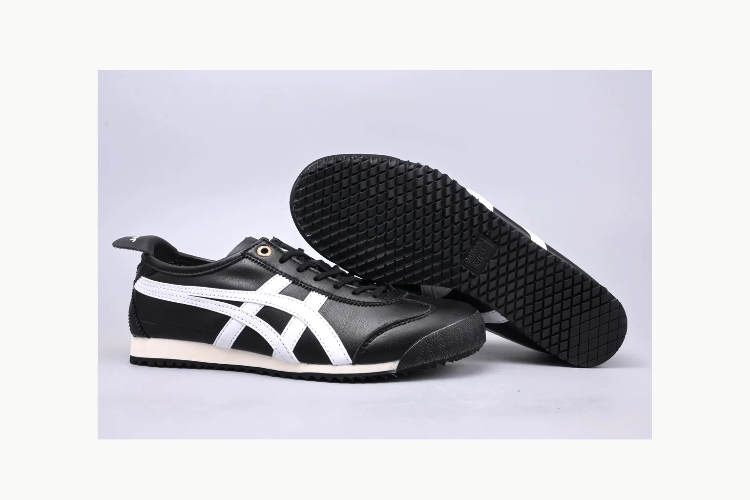 Onitsuka Tiger Black White Sneaker Sheetbase record image with white black onitsuka tiger with mixed upper and low top shape thumbnail 5