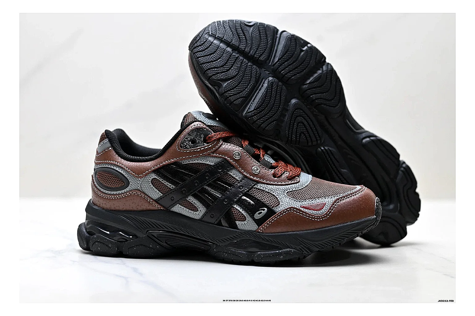 Onitsuka Tiger GEL-C 2.0 Brown Black Sneakers spreadsheet record image with brown black mesh runner sneakers with mesh-leather texture, side-profile shape, upper panel lines, and outsole detail thumbnail 5
