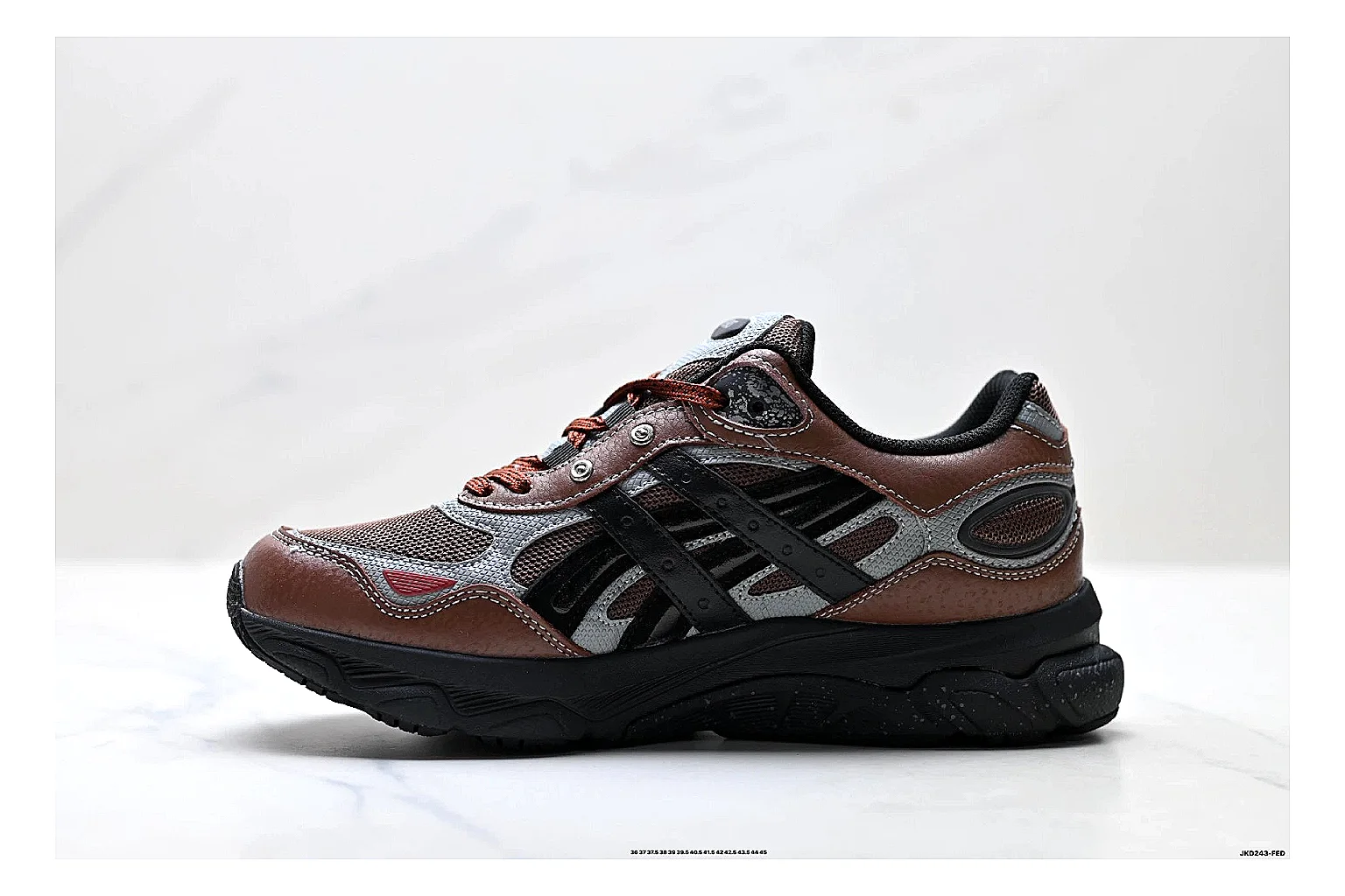 Onitsuka Tiger GEL-C 2.0 Brown Black Sneakers spreadsheet record image with brown black mesh runner sneakers with mesh-leather texture, side-profile shape, upper panel lines, and outsole detail thumbnail 6