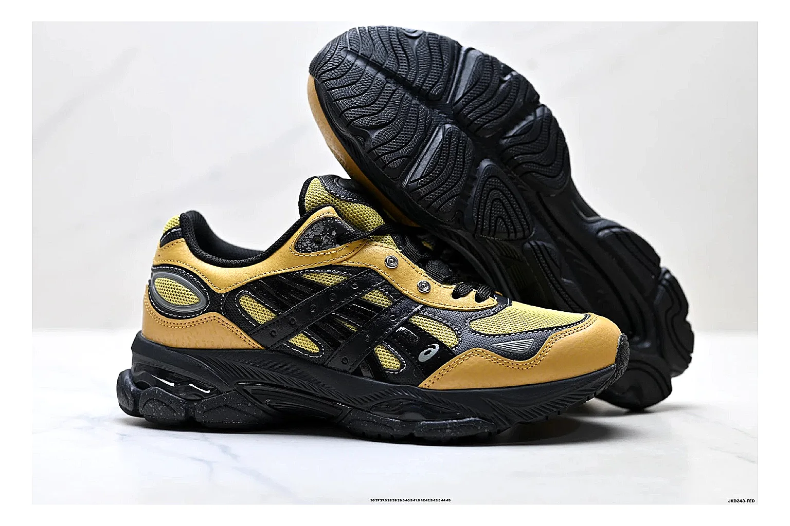 Onitsuka Tiger GEL-C 2.0 Yellow Black Sneakers spreadsheet record image with yellow black mesh runner sneakers with mesh-leather texture, side-profile shape, upper panel lines, and outsole detail thumbnail 5