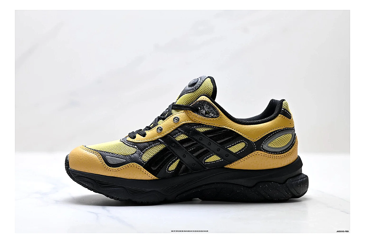 Onitsuka Tiger GEL-C 2.0 Yellow Black Sneakers spreadsheet record image with yellow black mesh runner sneakers with mesh-leather texture, side-profile shape, upper panel lines, and outsole detail thumbnail 6