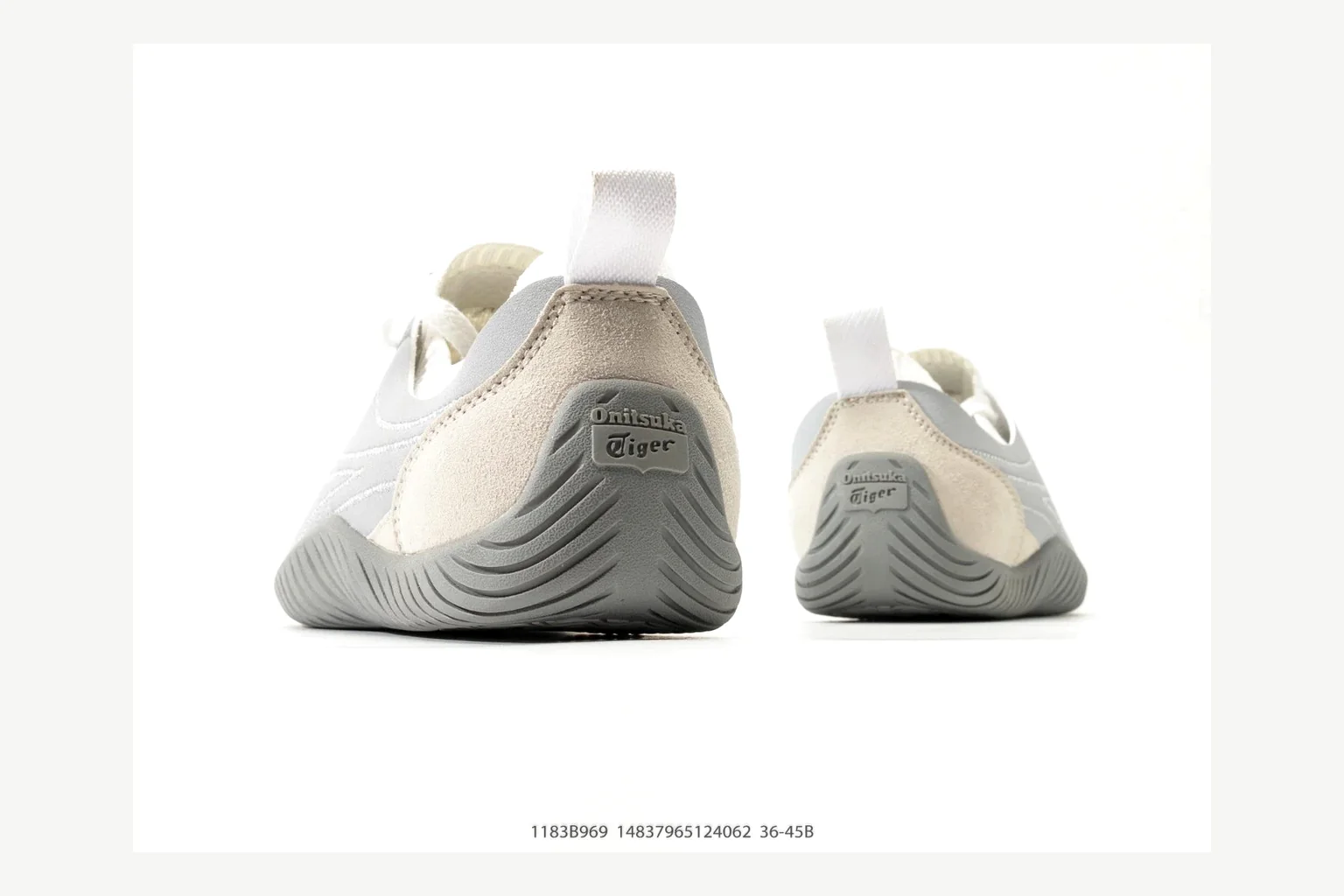 Onitsuka Tiger Grey White Sneaker Sheetbase record image with white grey retro stripe low-top with mixed-material upper and low-profile shape thumbnail 5