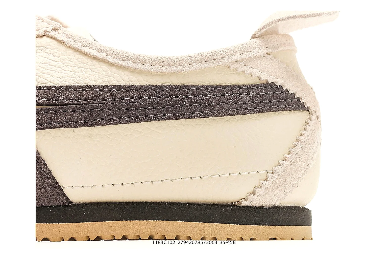 Onitsuka Tiger Mexico 66 Cream Brown Sneakers spreadsheet record image with cream brown low-top sneakers with leather texture, side-profile shape, upper panel lines, and outsole detail thumbnail 5