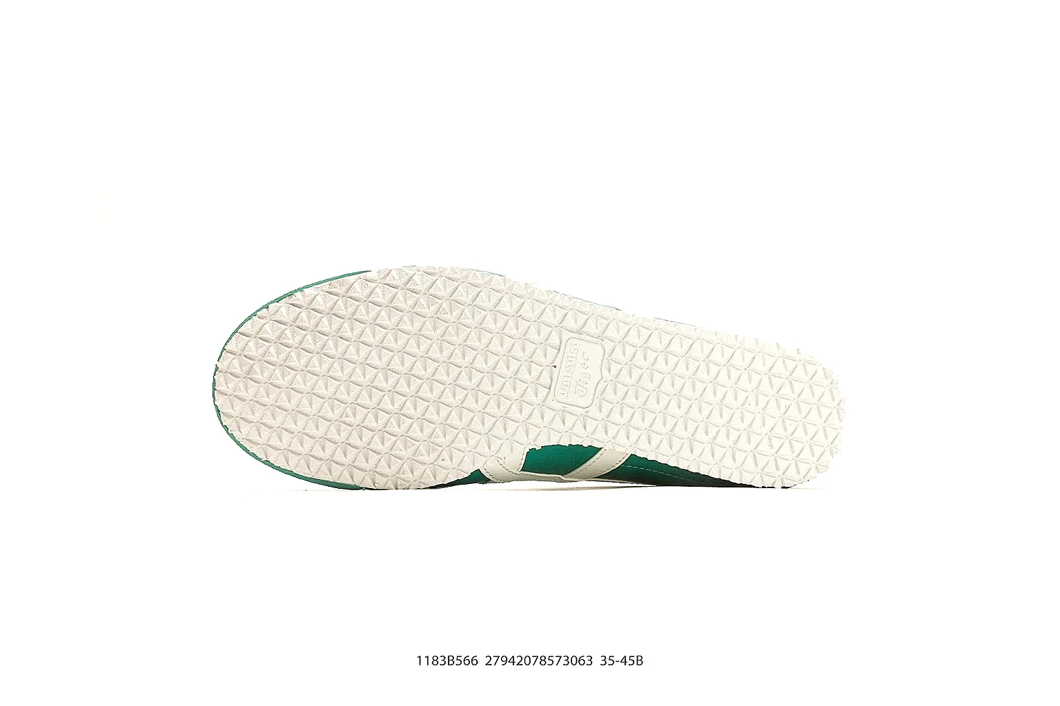 Onitsuka Tiger Mexico 66 Green White Sneakers spreadsheet record image with green white low-top sneakers with leather texture, side-profile shape, upper panel lines, and outsole detail thumbnail 4