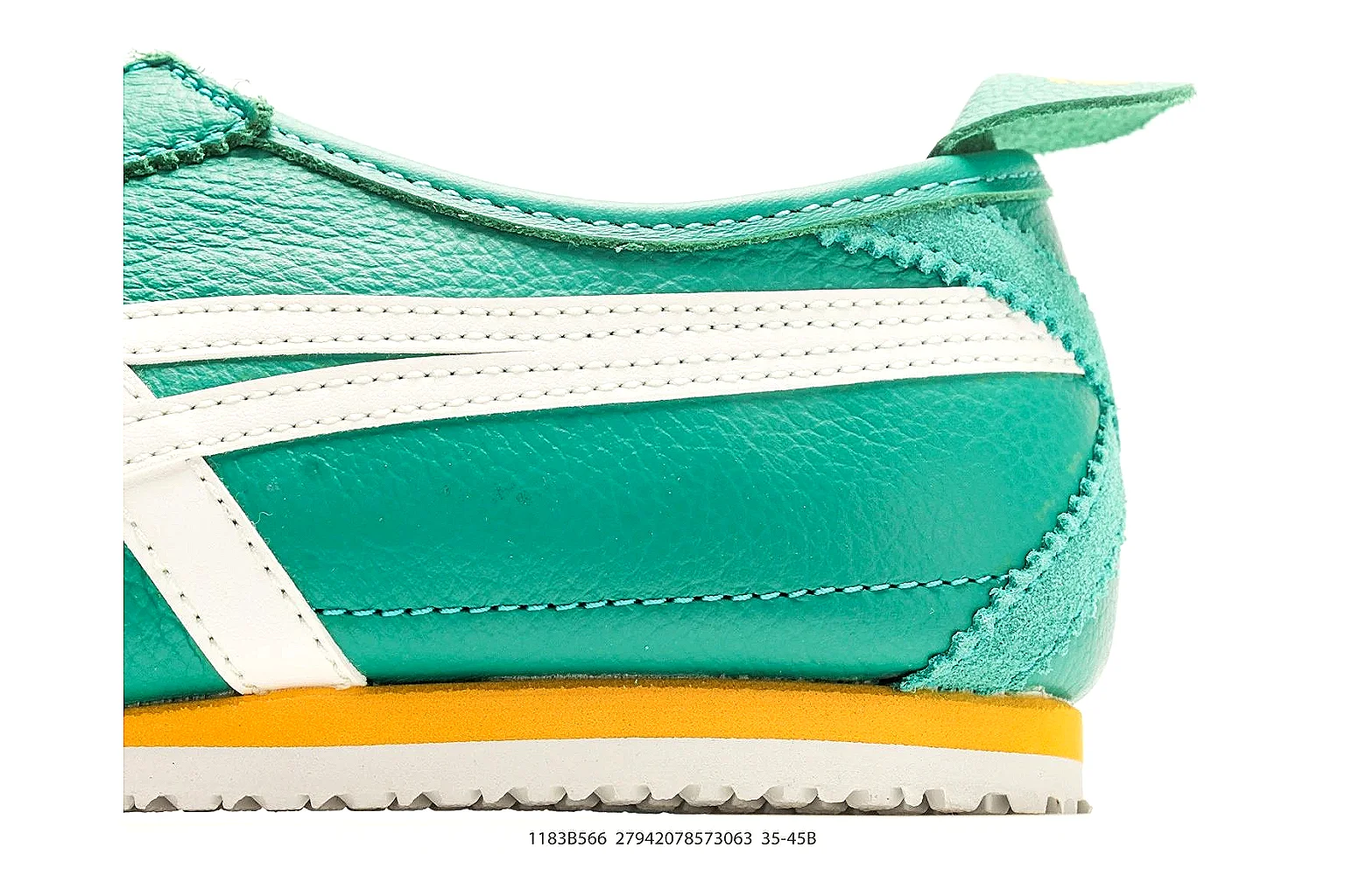 Onitsuka Tiger Mexico 66 Green White Sneakers spreadsheet record image with green white low-top sneakers with leather texture, side-profile shape, upper panel lines, and outsole detail thumbnail 5