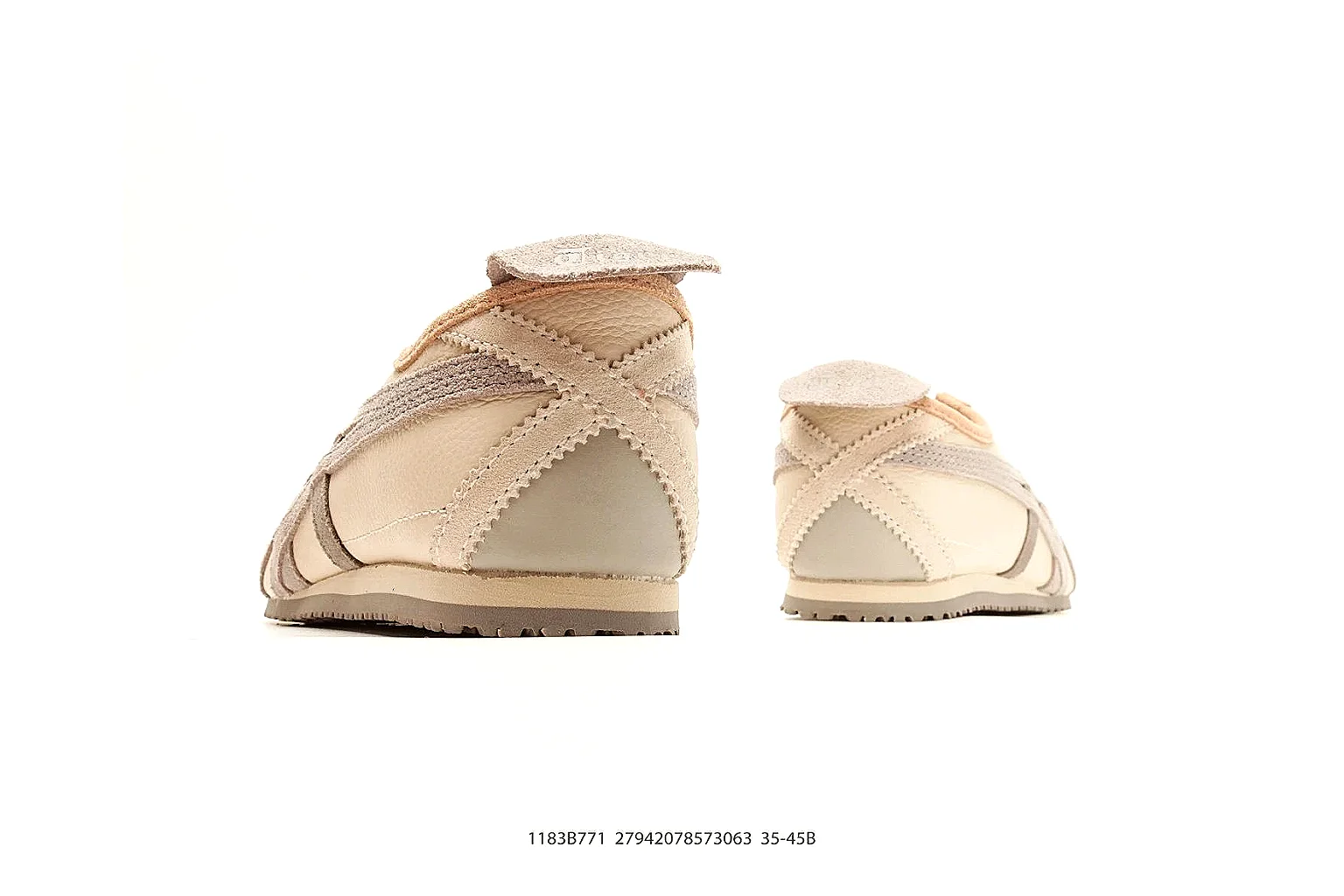 Onitsuka Tiger Mexico 66 Tan Brown Sneakers spreadsheet record image with tan brown low-top sneakers with leather texture, side-profile shape, upper panel lines, and outsole detail thumbnail 3