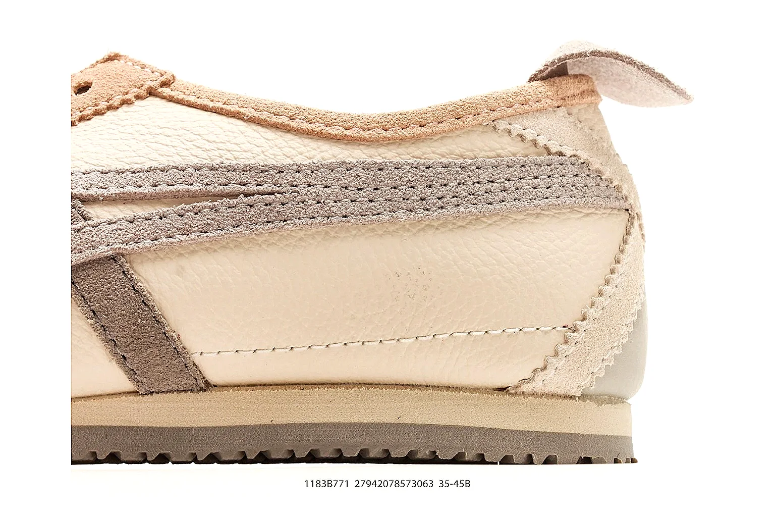 Onitsuka Tiger Mexico 66 Tan Brown Sneakers spreadsheet record image with tan brown low-top sneakers with leather texture, side-profile shape, upper panel lines, and outsole detail thumbnail 5
